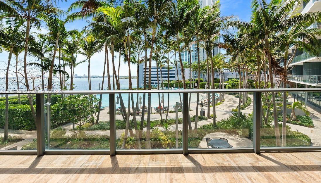 Breathtaking Condo in the iconic Paraiso Bay, Private Elevator and Foyer, offering stunning bay, pool and skyline views. Unit features 2 bedrooms, 3 bathrooms and open European kitchen with the spacious living room, custom closets in the bedrooms, 9-foot ceilings create a lovely living space. Expansive balcony accessible from the living room and master bedroom with the added security of impact-resistant glass windows. The unit also includes convenient storage and parking space on second floor. Paraiso Bay boasts high-end amenities. It is walking distance to markets, Miami Design District, Brickell, Miami Beach and more. For you or as your investment property can be rent 2 times a year or all year. This unit is offered at the lower price per square/ft with a Bay view.