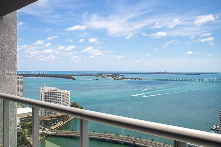 Breathtaking view of Biscayne Bay from one of the largest 1 bedrooms at Icon Brickell. Marble floors throughout the unit and balcony, great layout, bright, high-end appliances and open kitchen. Building has amazing amenities including the biggest pool area with infinity pool, hot tubs, gym, yoga room, spinning room, luxurious full-service SPA, state-of-the-art fitness center, fitness and yoga classes and personal trainer available, movie theater, billiard room, 24-7 concierge, valet parking, and more. This building is located in the heart of Brickell and walking distance to many famous restaurants and Brickell City Center mall. For investors Tenant paid $4500 and lease ends May 10/2025.