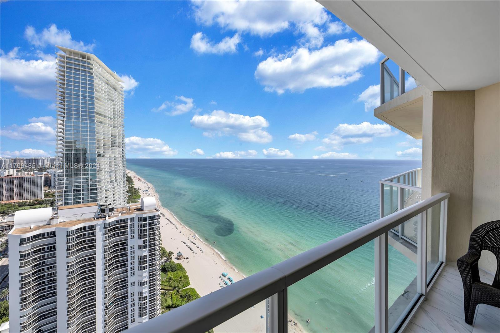 Spectacular views from this ocean front 2 bedrooms + Den unit! You'll enjoy being in the heart of Sunny Isles Beach w/expansive views of Atlantic Ocean & beautiful Intra Coastal views. One of a few units in building that has connecting balconies with access to both bedrooms and living room. Fully furnished, 3 tv's, washer & dryer inside unit, fully equipped kitchen, gym with ocean views, billiard room, pool, towel & beach service. King size mattress on master bedroom. Access within walking distance to stores, restaurants & Sunny Isles Pier is located right across from the building. Situated within a 10 min to Aventura Mall, Bal Harbor, Oleta Park, Gulfstream Park, Miami & Ft. Lauderdale airports. Short term license #STR-00349 Available as 5/31/25 Short term rental ok $295 per night.