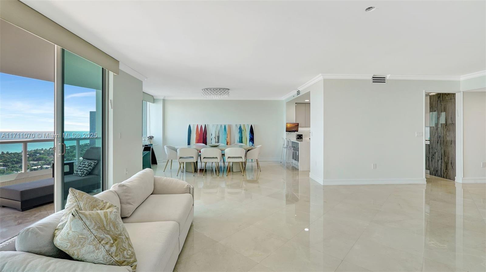 Extraordinary PENTHOUSE! Enter from private elevator foyer and immediately see the best ocean views over Golden Beach, intracoastal, golf/lake, & city views. This renovated spacious 3,264SQ FT residence is a 3 bedroom plus den or 4th bedroom, 4 baths, & 1 large utility room/ staff quarters, 2 New ACs.  NEW NEW NEW state of the art gourmet kitchen just completed! Finest finishes, marble floors, throughout. Large primary suite with custom closets. Expansive terraces.
A must see! Five Star Amenities: Pools, Gym, Media Rm, Library, Event Rm, Spa, Sauna, Nail Spa, Racquetball & Tennis Courts, Kid Rm, Teen Rm, Card Rm, & Private Hamptons Restaurant, Movie Theater, Cafe & More!