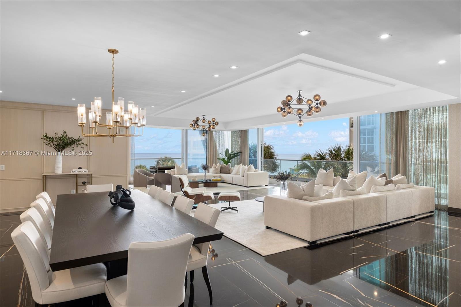 Experience unparalleled luxury in this exquisite oceanfront condo at the prestigious Fendi Chateau. This meticulously designed corner unit offers breathtaking ocean views and is ready for immediate move-in. The unit boasts a grand entrance, 10-ft ceilings, custom millwork throughout, and exquisite marble floors from Greece. The primary bedroom, discreetly concealed by custom wood doors, unveils breathtaking ocean views & a his-and-her closet. The Fendi Chef's Kitchen is a masterpiece, featuring a large island adorned with "Mother of Pearl" finishes and top-of-the-line Gaggenau appliances. With 4 bedrooms + 2 staff quarters and a private foyer, this residence provides an estate-like living experience. Immerse yourself in 5-star amenities including 2 pools, a spa, gym, beach service, & more.