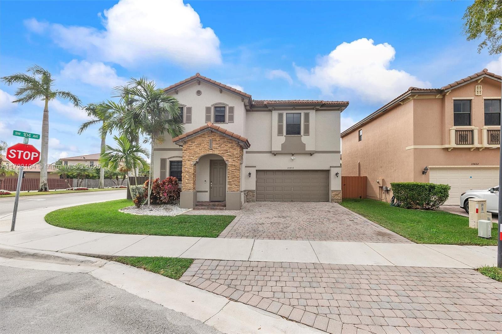 Welcome to this stunning two-story corner home in the desirable Enclave at Cutler Bay! With 5 bedrooms and 3 full bathrooms spread across 3,256 finished square feet, this home offers ample space for living and entertaining. Enjoy modern updates like a hidden Murphy bed in the downstairs bedroom, freshly painted interior walls, and a custom bar. The spacious kitchen features granite countertops, and the primary suite boasts a custom closet and a luxurious bath with separate tub and shower. The home also offers wood floors on the staircase and second floor, a 2-car garage, and a heated saltwater inground pool. Don’t miss the convenient second-floor laundry room. A must-see!