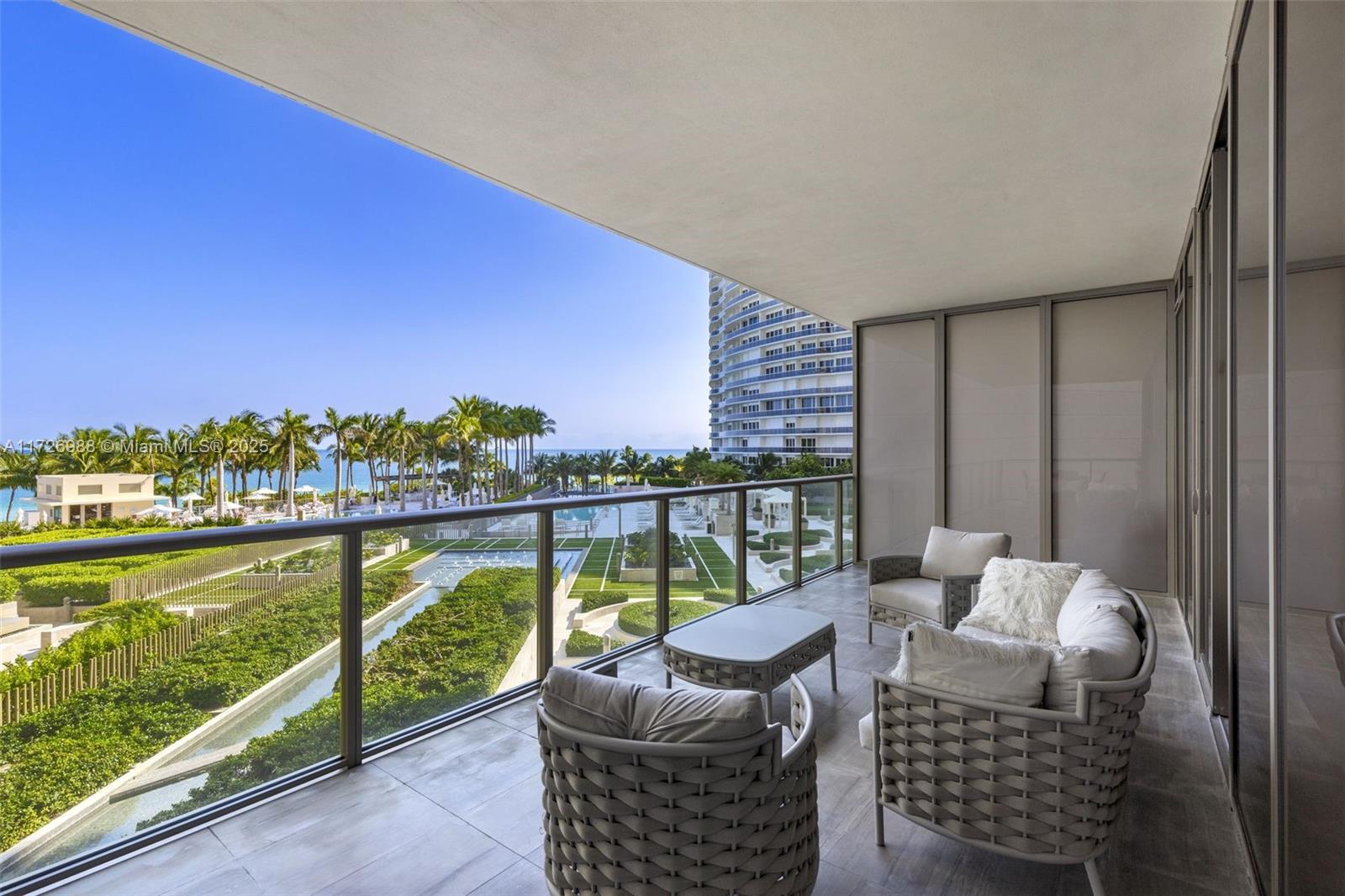 Beautiful oceanfront unit in the desirable south tower. Unit is fully furnished with spectacular marble flooring and top of the line Miele appliances and washer/dryer. Ready to move-in and short term rentals available. St. Regis Bal Harbour is a 5 star building, at the top of luxury living, with fantastic amenities such as a private fitness center, private south tower pool & hot tub, and 24 hour concierge & butler services at your doorstep. Access to the hotel tower amenities with fantastic restaurants, Remede Spa, pool & beach services. Located right across the world renown Bal Harbour Shops, dining and entertainment. Treat yourself!