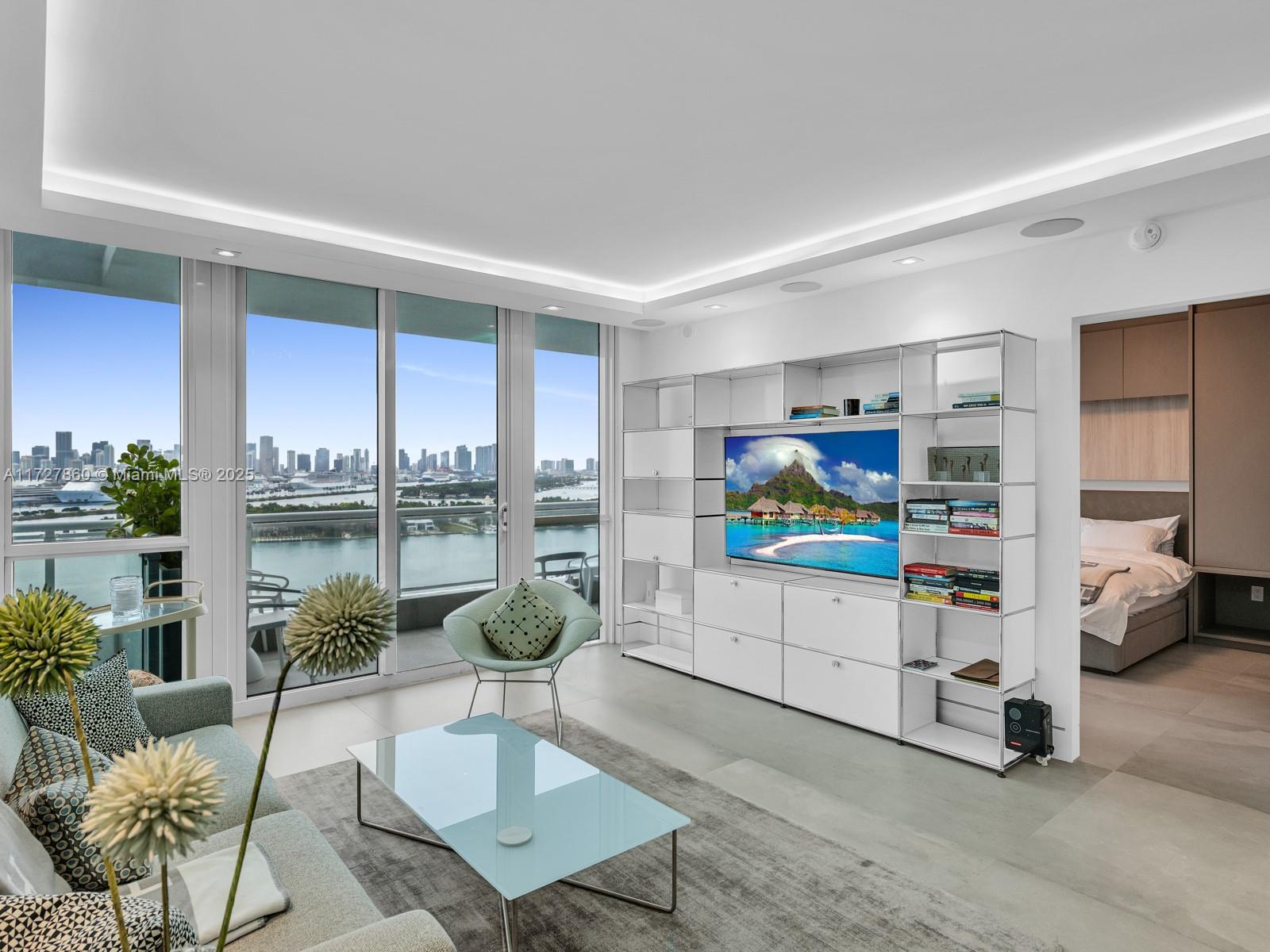 Located in the prestigious Bentley Bay on West Avenue, this beautifully renovated 1bd-1bath unit offers luxury living with stunning, unobstructed views of the islands, Downtown, and Brickell. Facing west, you will enjoy breathtaking sunsets every evening. This meticulously updated unit features high-end finishes throughout, including Dekton countertops, beautiful concrete-tile floors and Bosch appliances. The unit is fully furnished with premium, contemporary furniture, making it a perfect turnkey home for those seeking luxury and convenience.  The Bentley Bay offers an array of exceptional amenities, including a gym, a spa and a pool with incredible views. Only minutes walk from Publix, Target and more. The unit comes with one assigned parking and valet.  Available on March 18th.