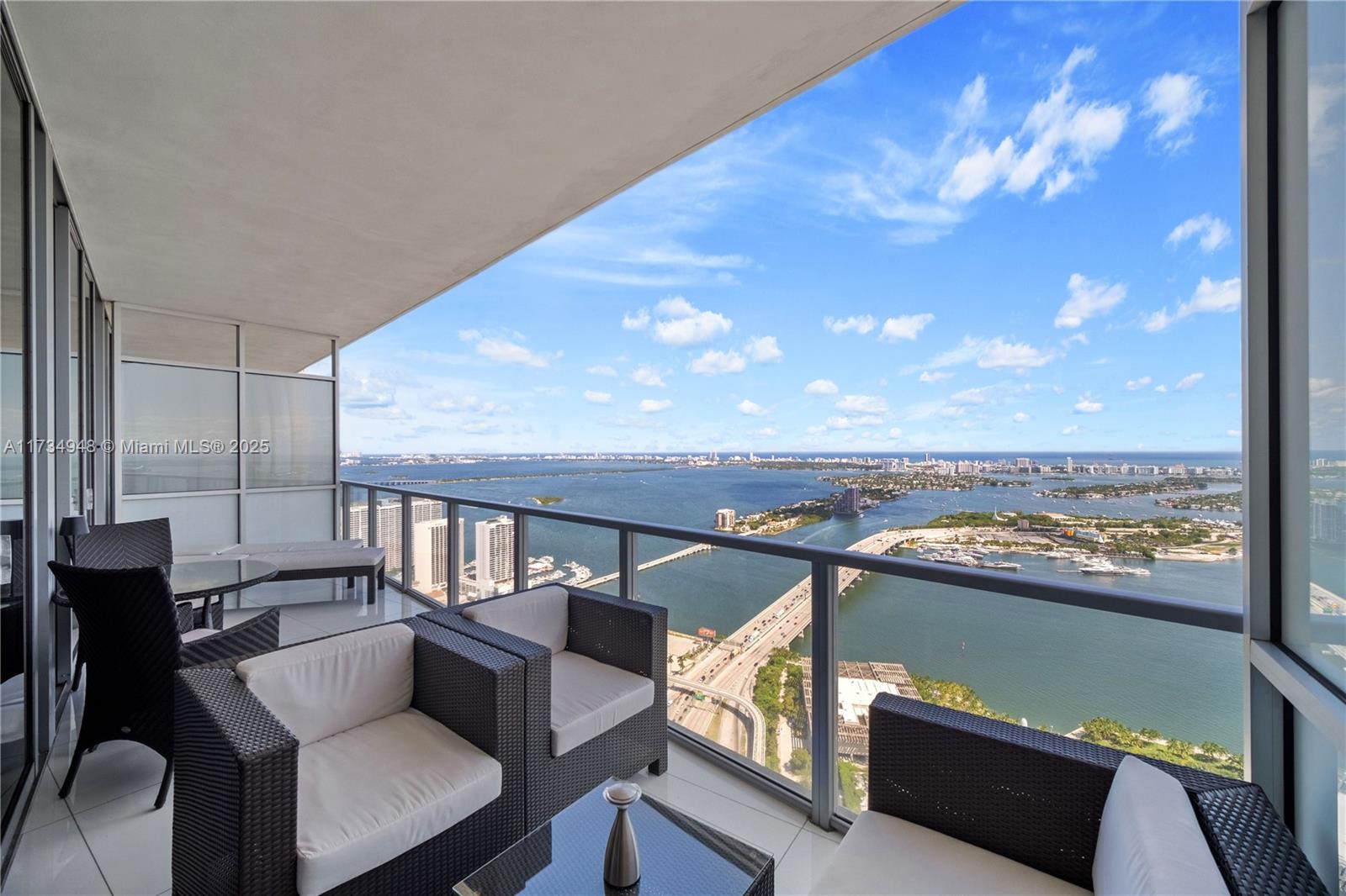 Available Feb 20, 2025. Incredible 58th floor, 1779 sf (1557 interior/222 sf balcony) east-west, fully furnished unit at Marquis Residences in the heart of Miami. Steps from Museum Park, Bayside Shopping, Miami World Center and the Adrienne Arscht Cultural Center. THE MARQUIS BEACH CLUB INCLUDES WITH FREE PARKING, SUN BEDS, WI-FI!. Stunning airplane views of Biscayne Bay, Miami Beach, Downtown Miami, Key Biscayne, plus gorgeous city and sunset views. Private double elevator entry foyer, open kitchen, two full baths + half bath, both bedrooms have huge walk-in closets. First line services, swimming pool, gym, spa, restaurant. Available annually or seasonally, 6 month minimum rentals only.