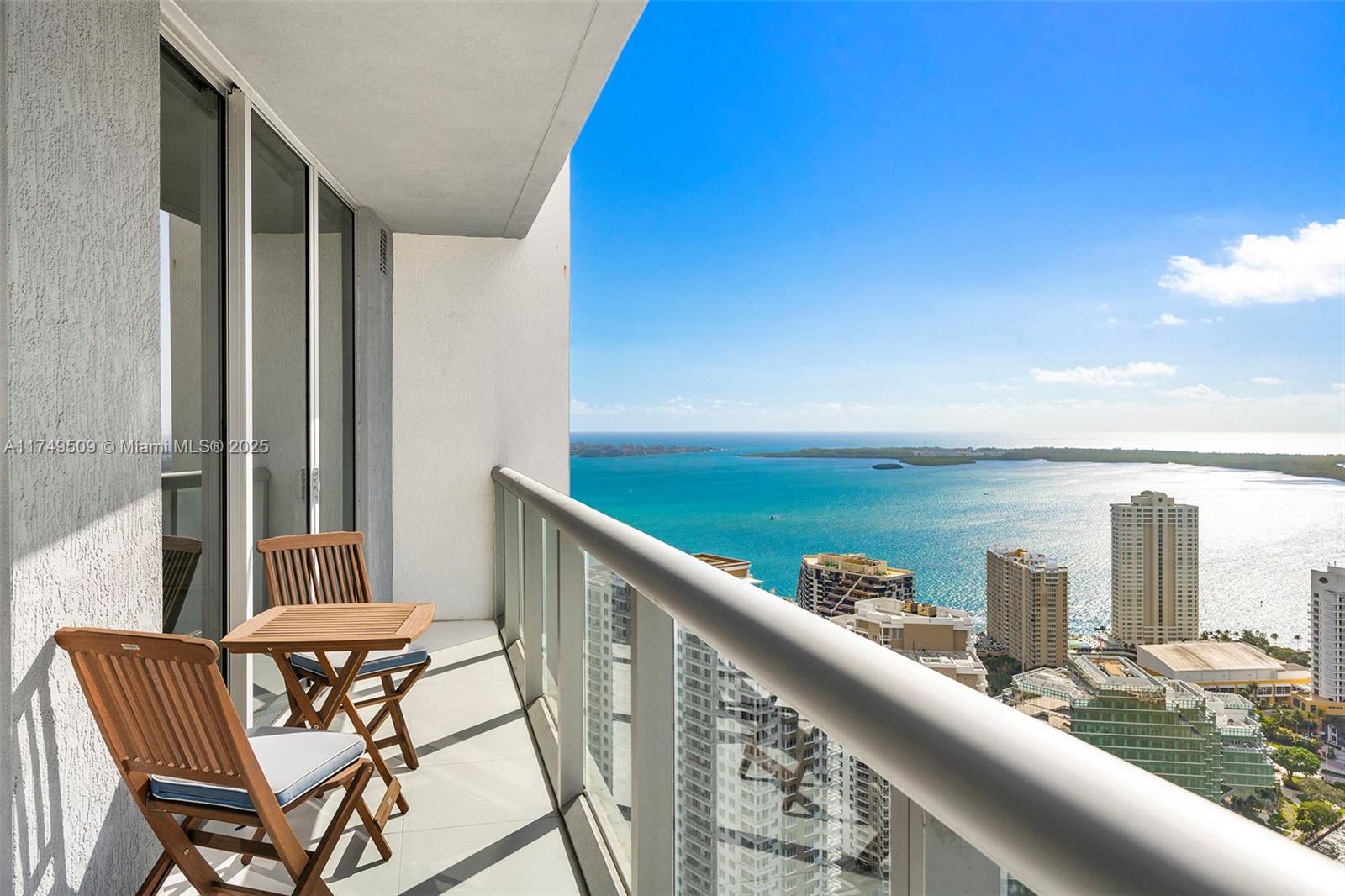 Stunning 43rd-floor 2BR/2BA + Den residence at Icon Brickell with breathtaking waterfront views of Biscayne Bay, Brickell Key, Brickell & Fisher Island. This spacious condo features a marble shower, jacuzzi bathtub, bidet, huge terrace, plenty of sunlight & luxurious living space. Modern design Italian kitchen cabinetry, elegant stone countertops, Bosch, Wolf, & Sub-Zero appliances, and a full-size washer/dryer. Amenities: 300ft swimming pool w towel service, spa, fitness center, exercise classes, movie theater & game room. Restaurants on-site: Cipriani, Cantina La Veinte, 15th&Vine Kitchen and Bar, Icon Cafe & Panther Coffee. 24hour concierge, valet, security. Walkable to Whole Foods & Brickell City Centre. HOA fee includes amenities, parking spot, cable/internet. Pet friendly w/dog park.