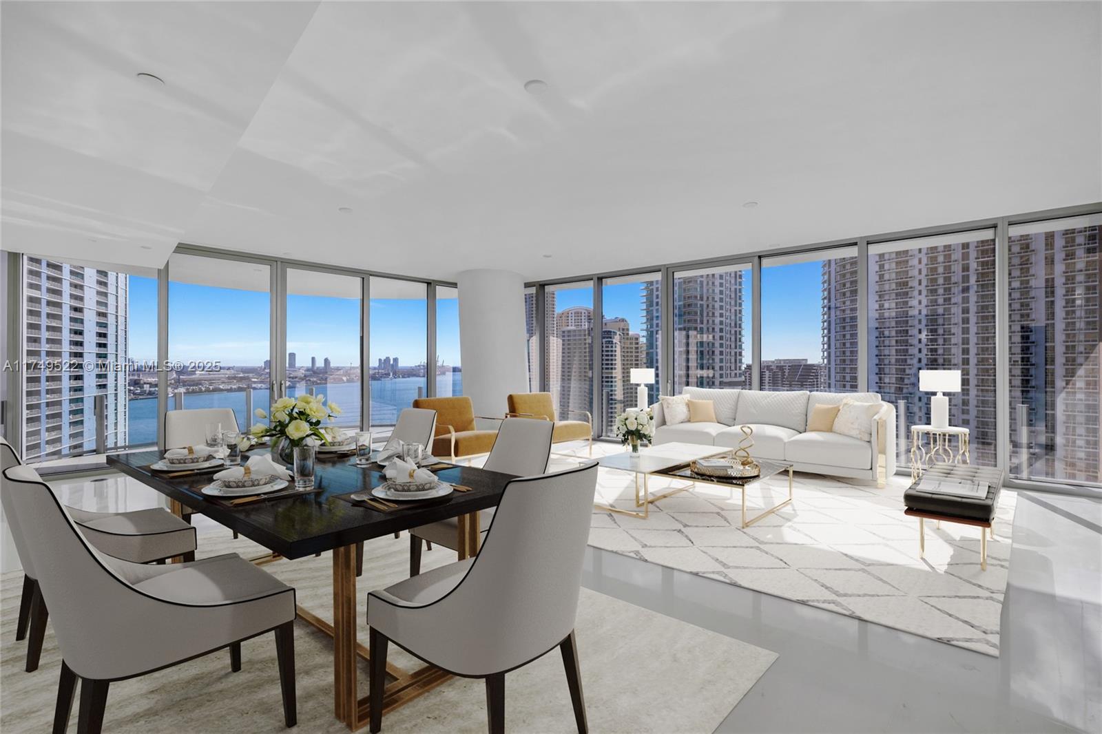 Experience refined luxury at Residence 1901 in the prestigious Aston Martin Residences! This highly sought-after corner unit, located in the building's exclusive 01 line, boasting 3865 interior sqft featuring 5 bedrooms, 5.5 bathrooms, and panoramic views of the Bay and Miami skyline. With expansive floor-to-ceiling windows, natural light pours into every corner of this sky estate. The chef's kitchen comes fully equipped with Gaggenau appliances and a walk-in pantry. The opulent primary suite includes dual spa-inspired bathrooms and two expansive walk-in closets. Enjoy 43,000 sq. ft. of world-class amenities, including a two-story fitness center, sky pool, full-service spa, and more. This residence epitomizes the perfect fusion of elegance, comfort, and the iconic Aston Martin design.