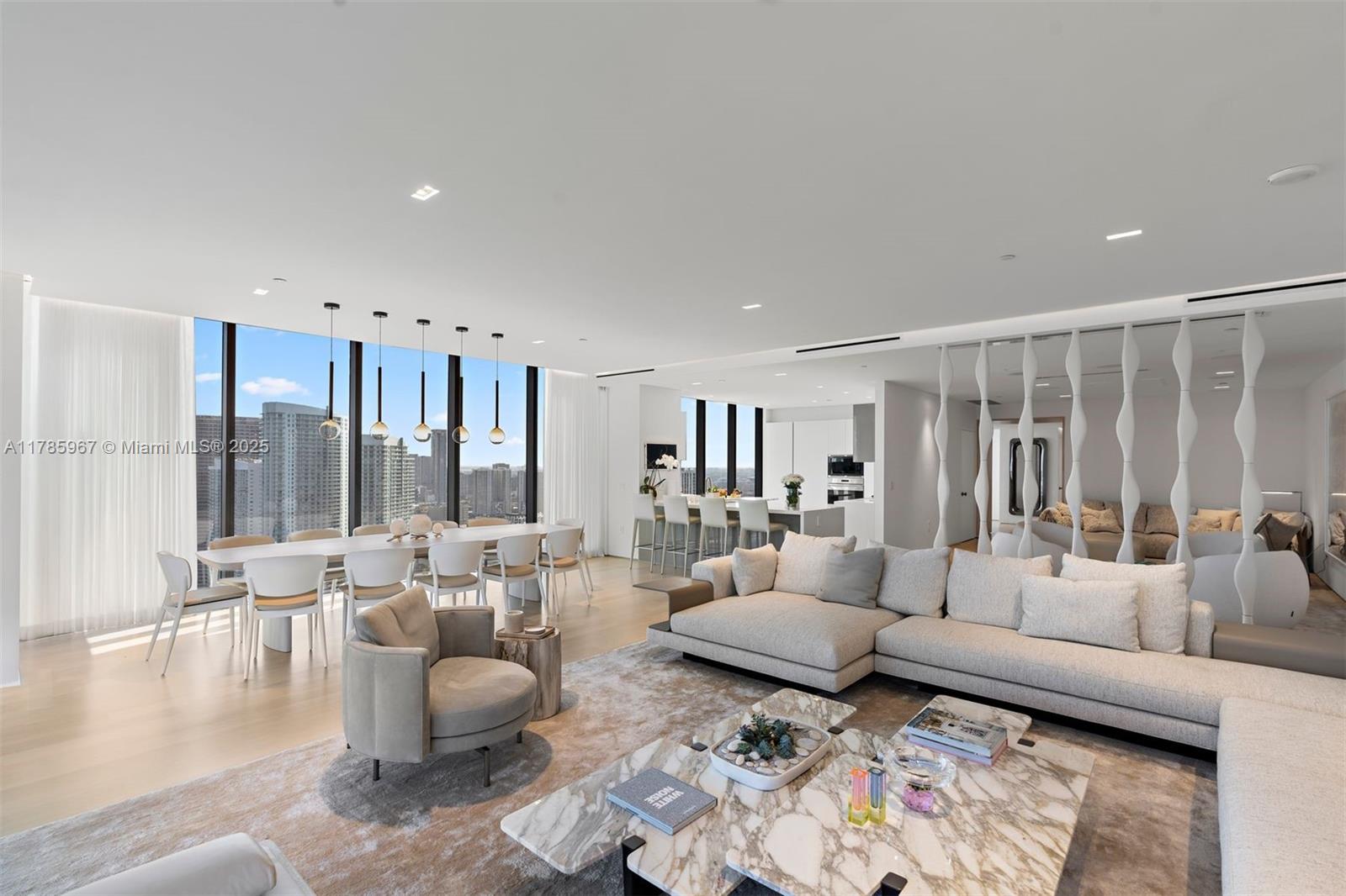 Stunning 5-Bed, 5.5-Bath Unit at Elysee Miami. This meticulously renovated 3,966 sqft residence features a full Savant automation system, SubZero & Wolf appliances, and Waterworks fixtures.  Fully furnished and turn-key with designer pieces from Minotti and Avenue Road. The 5th bedroom has been converted to a den and can easily be restored to a bedroom. Elysee offers personalized service from on-site service and security, ensuring an unparalleled level of comfort and convenience.