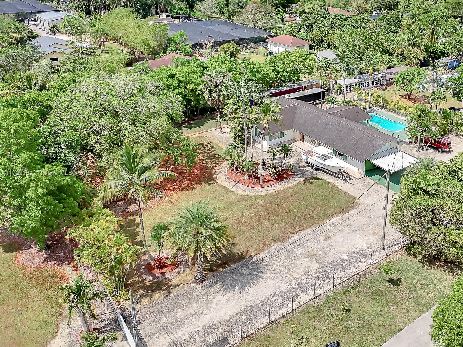 Welcome to your paradise in Redland! This charming ranch-style home features 3 Beds, 2 Baths, and all the open space and freedom you've been dreaming of. The well-laid-out interior includes a includes a formal living & dining room. The updated kitchen flows to a spacious family room with access to a covered veranda overlooking your very own private pool. The attached 2-car garage features a full kitchen with easy pool access. The property is fully fenced with an electric gate, and offers extensive space to accommodate all your vehicles, boats, jet-skis, guests, and more! Schedule your showing today!