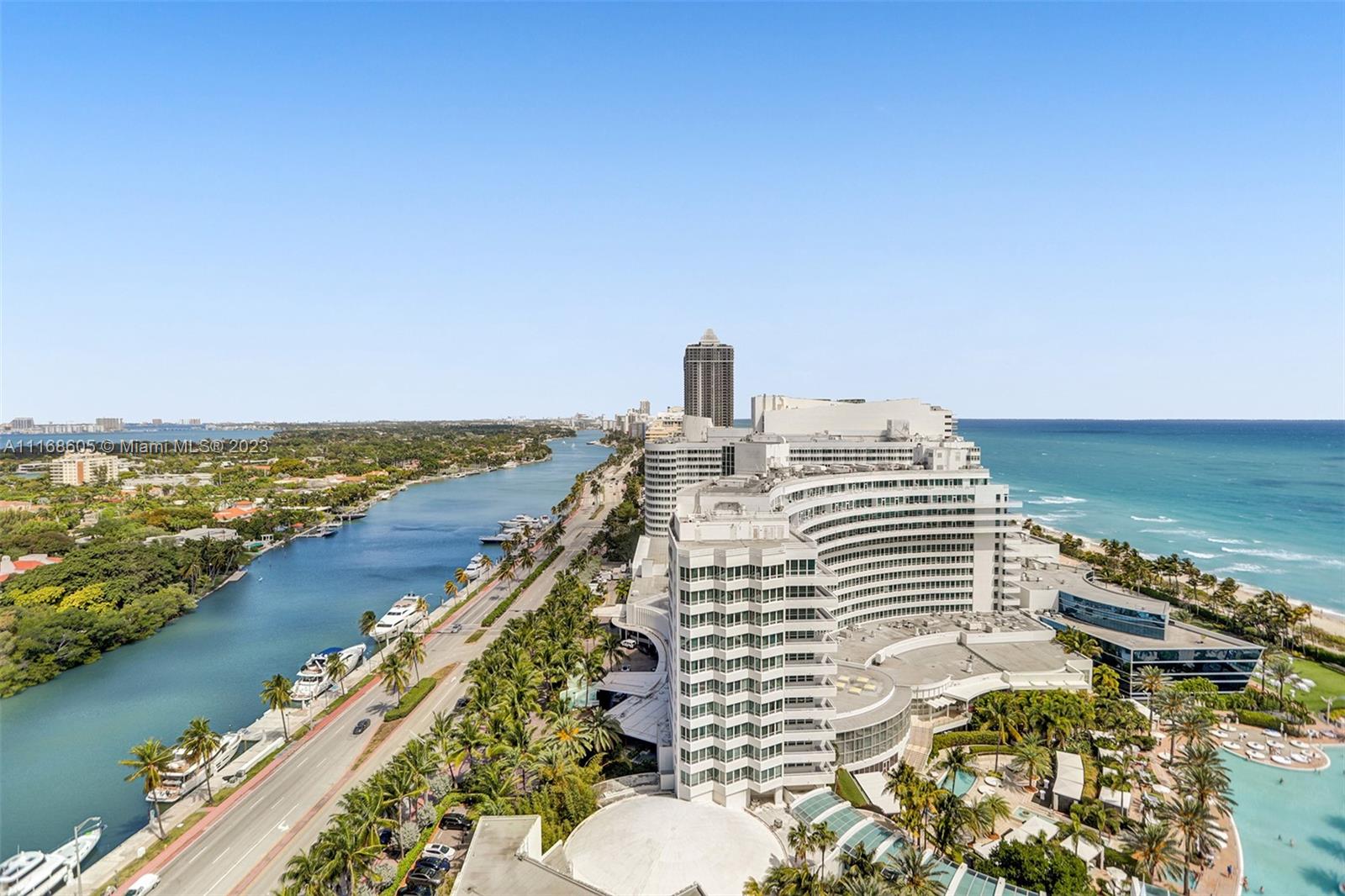 Custom designed by famous interior designer Ted Fine, this beautiful 2BD/3BA condo has spectacular unobstructed views of the ocean & bay at Fontainebleau II. All furniture, artwork and accessories included. The apartment has an open kitchen with granite countertops, three marble bathrooms with two jacuzzi tubs, washer/dryer, lots of closet space, two large balconies and floor to ceiling windows.  Enjoy full service, vacation-style living in a furnished turnkey unit. Enroll in hotel rental program & receive income while away! The Fontainebleau Resort offers luxury amenities on 22 oceanfront acres including award-winning restaurants, LIV night club, Lapis spa & state-of-the-art fitness center. Maintenance includes : AC, local calls, electricity, valet + daily free breakfast in owners lounge.