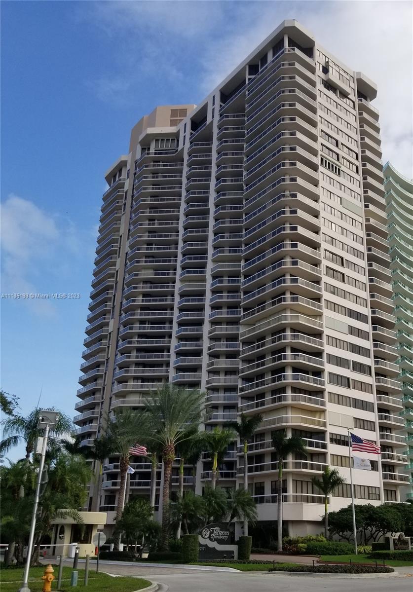 Luxury Landmark Building with Only 184 Units located on E Country Club Drive, across from Turnberry Golf Course and Blocks to Aventura Mall. Walk, Bike or use City Complementary Bus all around Aventura to Shopping. Wonderful split plan unit on a low floor. No carpet. Full size washer/dryer. Lovely view from the balcony and primary bedroom. primary closet has built-ins. Building has fantastic amenities. Security, Valet, Concierge, Tennis, Pool and Kiddie Pool, Hot Tub, Steam Room and Sauna, Lockers for the In House Gym, Business Center, Card Room, Common TV Room, and Game Room - Common Areas have Wi-Fi. Pups up to 20 pounds welcome. Schools are ACES Charter, Soffer High or Aventura K-8 and Krop. Close to Ocean and half way between FT Lauderdale and MIA Airports and Seaports.