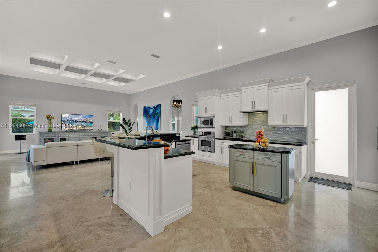 Expansive Kitchen & Family Room - Marble Flooring