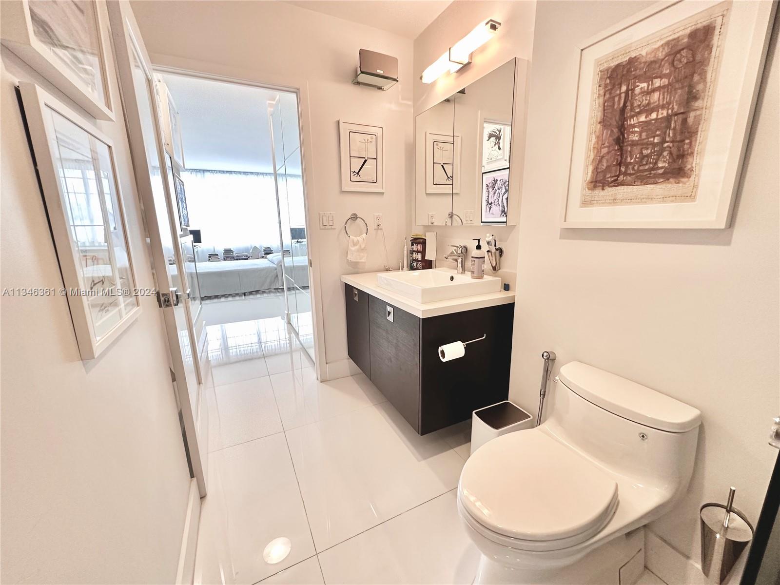 Master bathroom next to bedroom