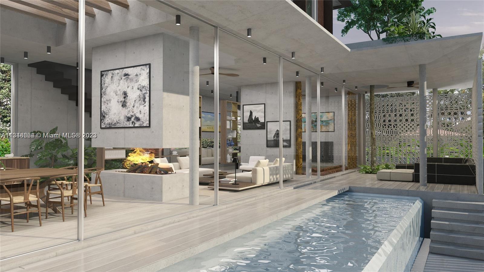 Pool with indoor view