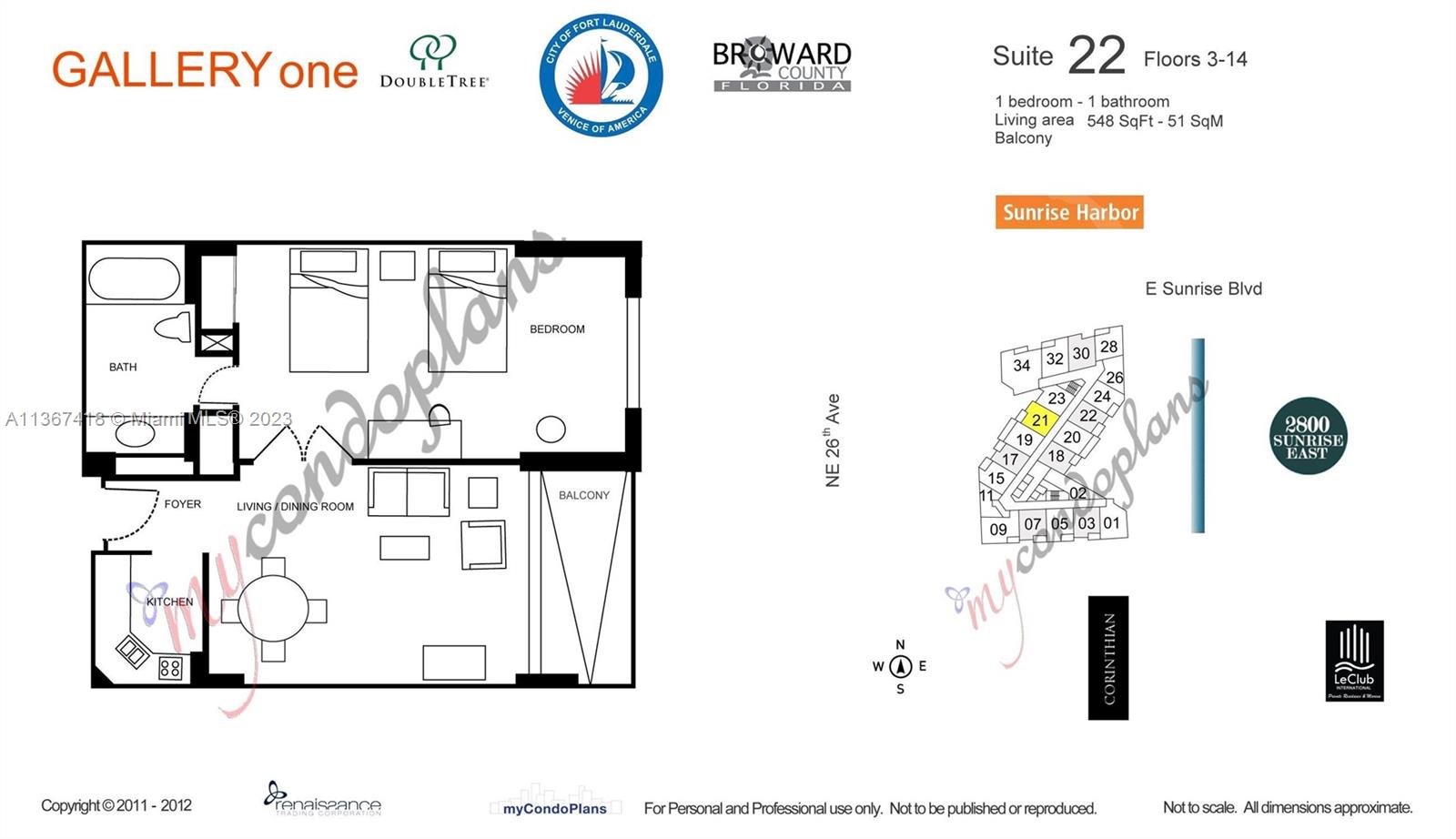 2670 Sunrise Blvd, Fort Lauderdale, FL, 33304 United States, 1 Bedroom Bedrooms, ,1 BathroomBathrooms,Residential,For Sale,Sunrise Blvd,A11367418