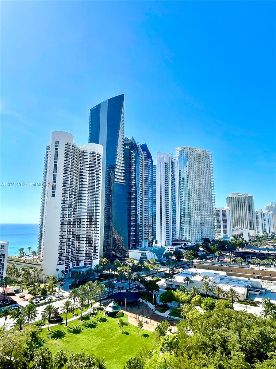 Sunny Isles View of Ocean and Skyscrapers