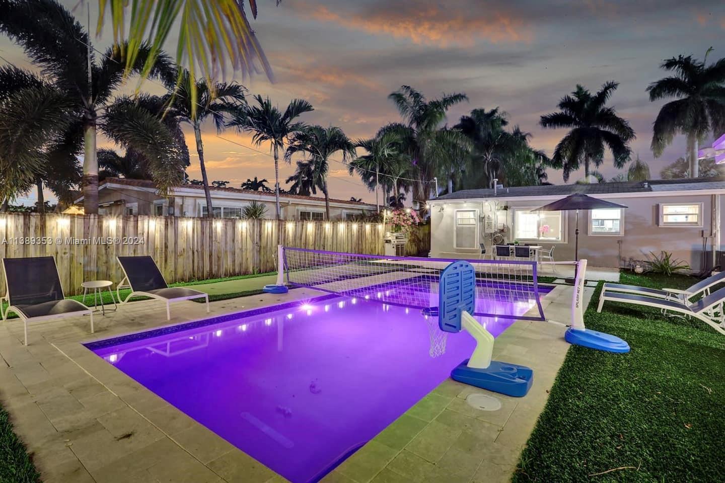 Brand new roof installed.  Unwind in this sunny 3 Bedroom 2 Bathroom house, 5 mins away from the vibrant Hollywood Beach. Walk to top restaurants, shops, attractions, and landmarks. The lively backyard with a heated pool offers various comfortable relaxation and entertainment amenities.