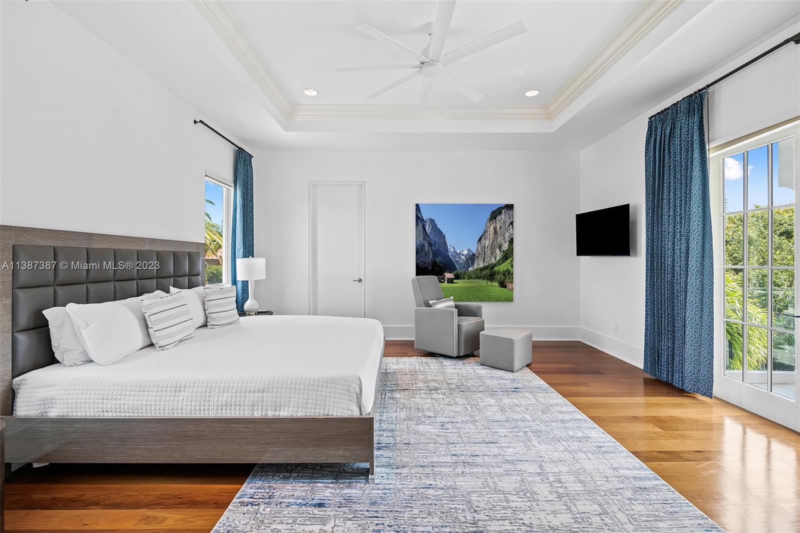 View of 3rd Bedroom in North Wing with French Doors leading to a Juliet Balcony.