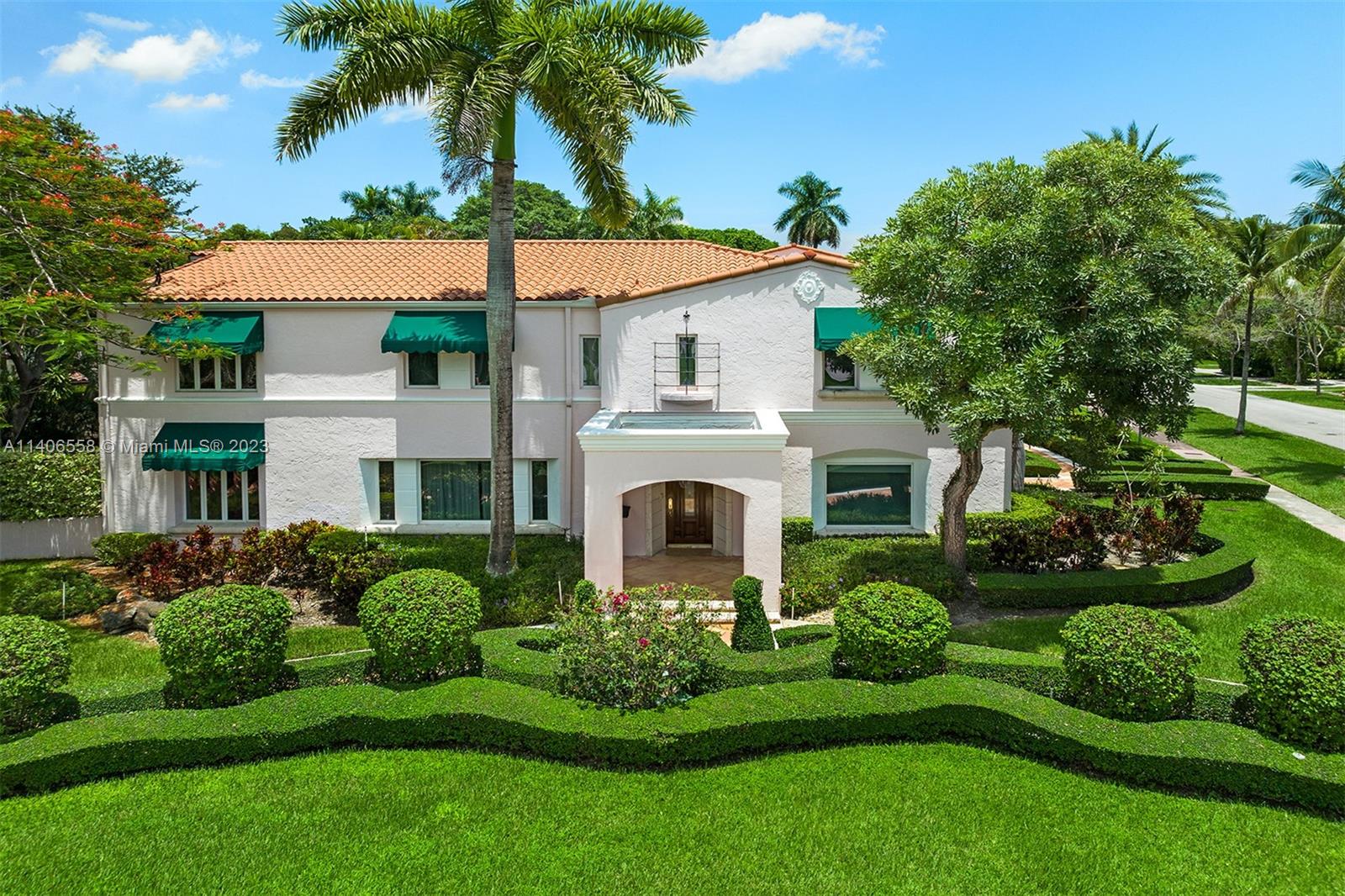 Exquisite and impressive 12,327 SF luxury estate with 7 bedrooms, 8  bathrooms and 2 half-bathrooms, on a 31,529 SF lot in Coral Gables. A grand foyer leads to an open layout with sizable rooms and custom architectural details, two formal dining rooms, and a gourmet kitchen with floor-to-ceiling cabinetry,  large center island, pantry, and top-of-the-line appliances. Includes a spacious primary bedroom suite, well-appointed office/library, game room, and elevator. Beautiful arched French windows/doors open to stunning outdoor areas with tall palm trees, manicured grounds, and a large pool with a brand new heater. Ample parking with a 3-car garage and driveway; new roof and AC units in 2019. Within close proximity to fine dining, high-end shopping and entertainment venues.