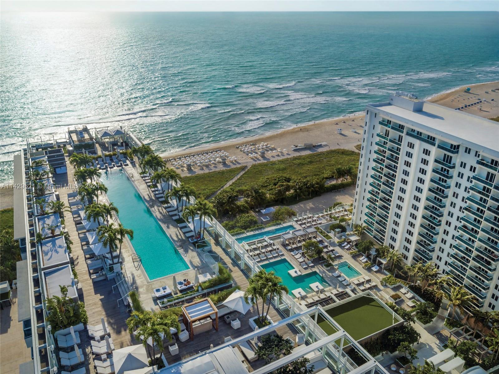 This upscale beachfront hotel is a minute from Collins Avenue bus stop, a mile from the bustling Lincoln Road and
1.4 miles from Miami Beach Architectural District. The property has a high-end restaurant and a rooftop bar, as
well as 4 outdoor pools, a fitness center and direct beach access with umbrellas. The sophisticated airy rooms have
reclaimed driftwood lining the walls and feature ocean views, plus free WiFi, 55-inch flat-screen TVs and Nespresso
machines. Upgraded rooms and full kitchens.
See broker remark