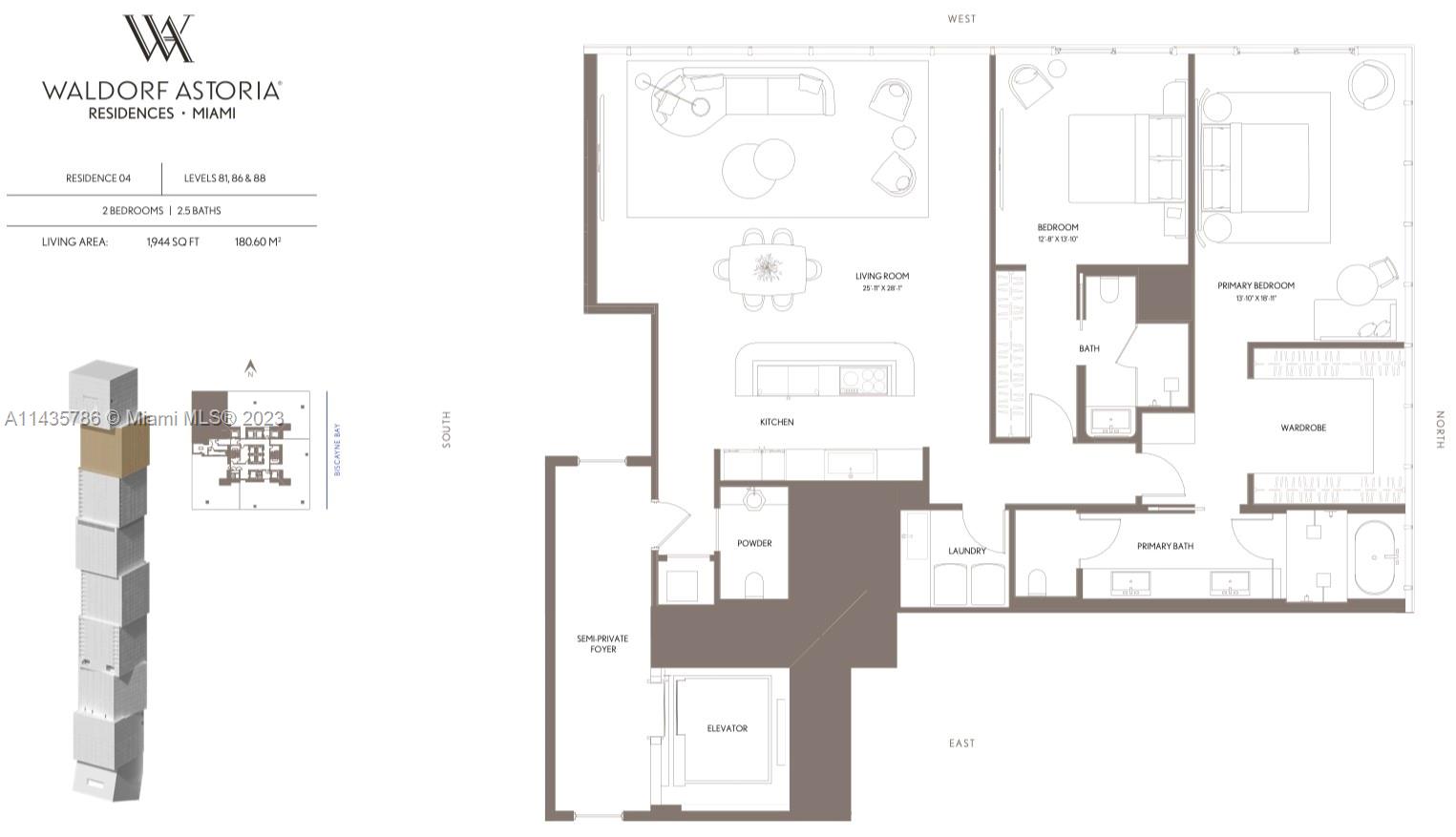 300 N Biscayne Blvd 8404, Miami, Florida 33132, 2 Bedrooms Bedrooms, ,2 BathroomsBathrooms,Residential,For Sale,300 N Biscayne Blvd 8404,A11435786