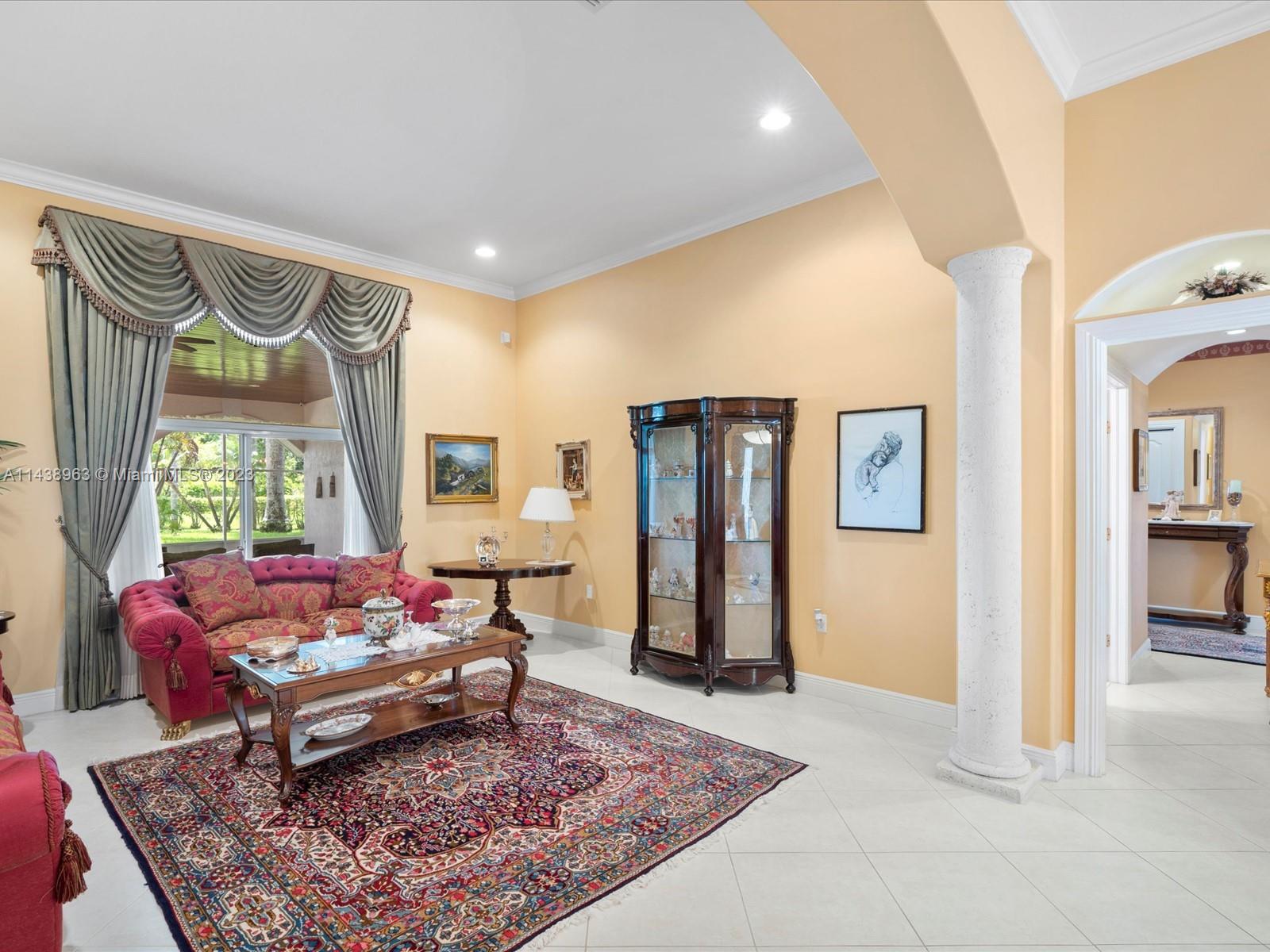 Foyer / Welcome Sitting Area, Facing to the South wing of the residence where 4 bedrooms and 3.5 baths are located.