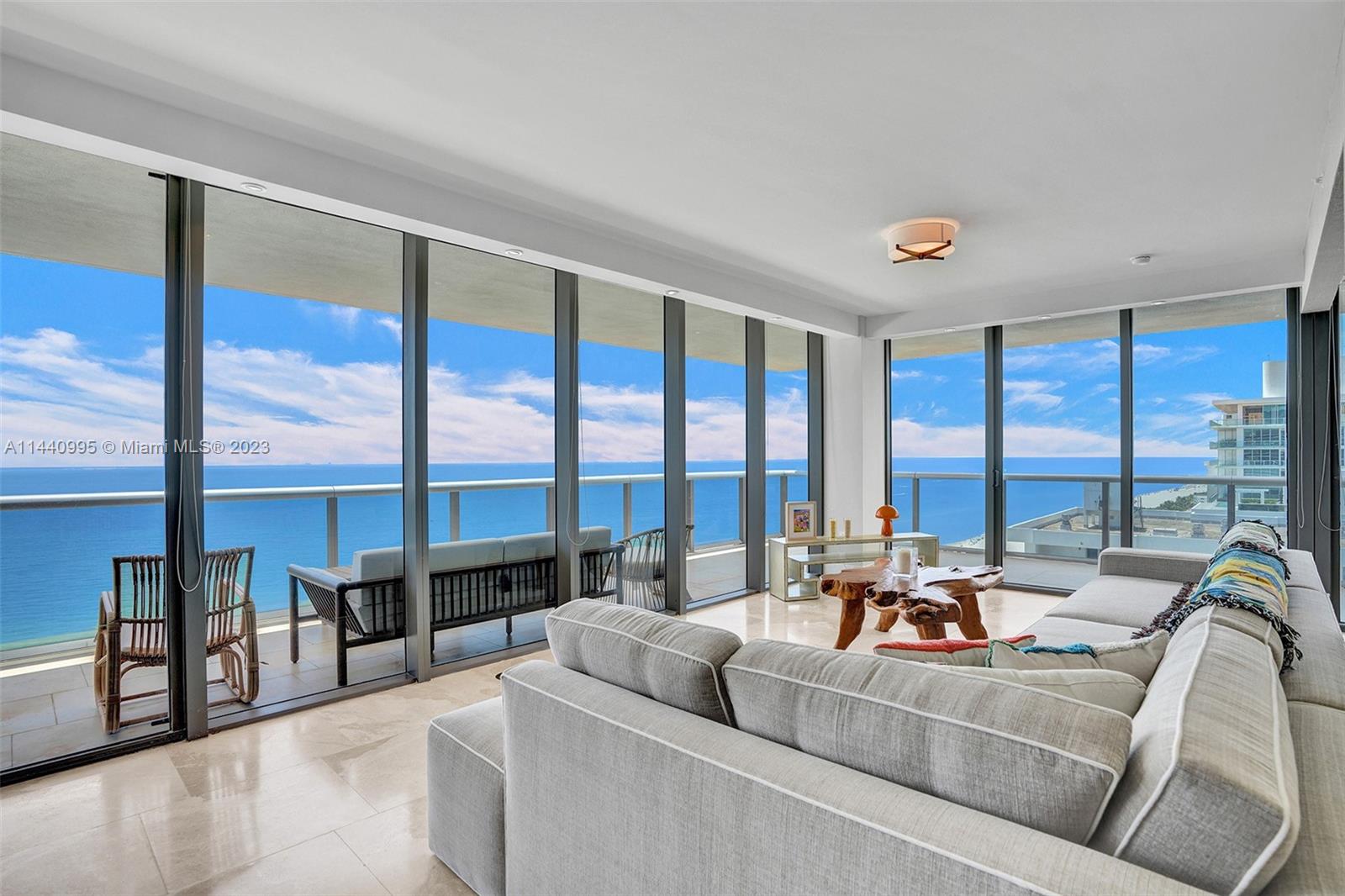 Luxury unit at Mei on Millionaires' Row, fully furnished and appointed. Expansive ocean and city views from this corner unit with wrap around terrace. Marble floors throughout and stone countertops. Amenities include fitness center, beach service, 24 hour valet and security, and more!