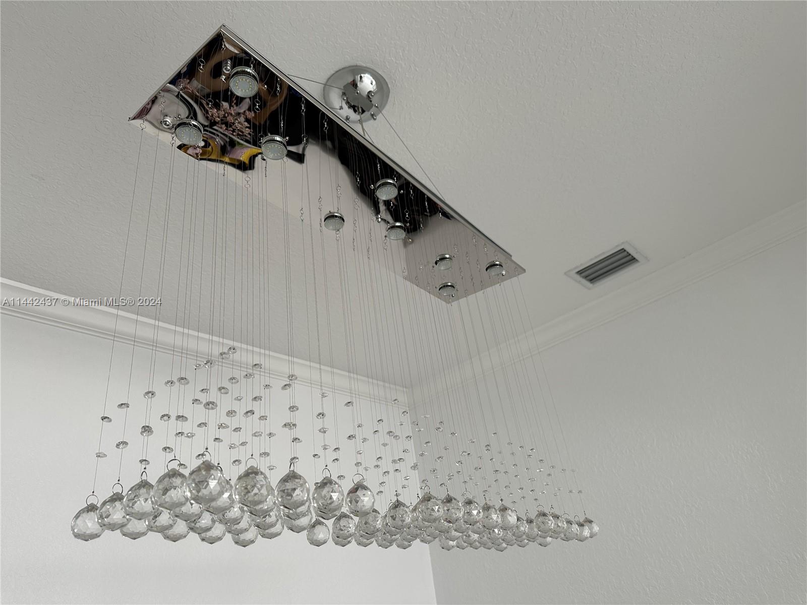 Chandelier in formal dining room