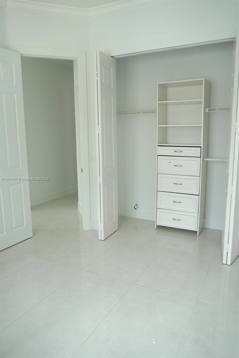 Features large closet