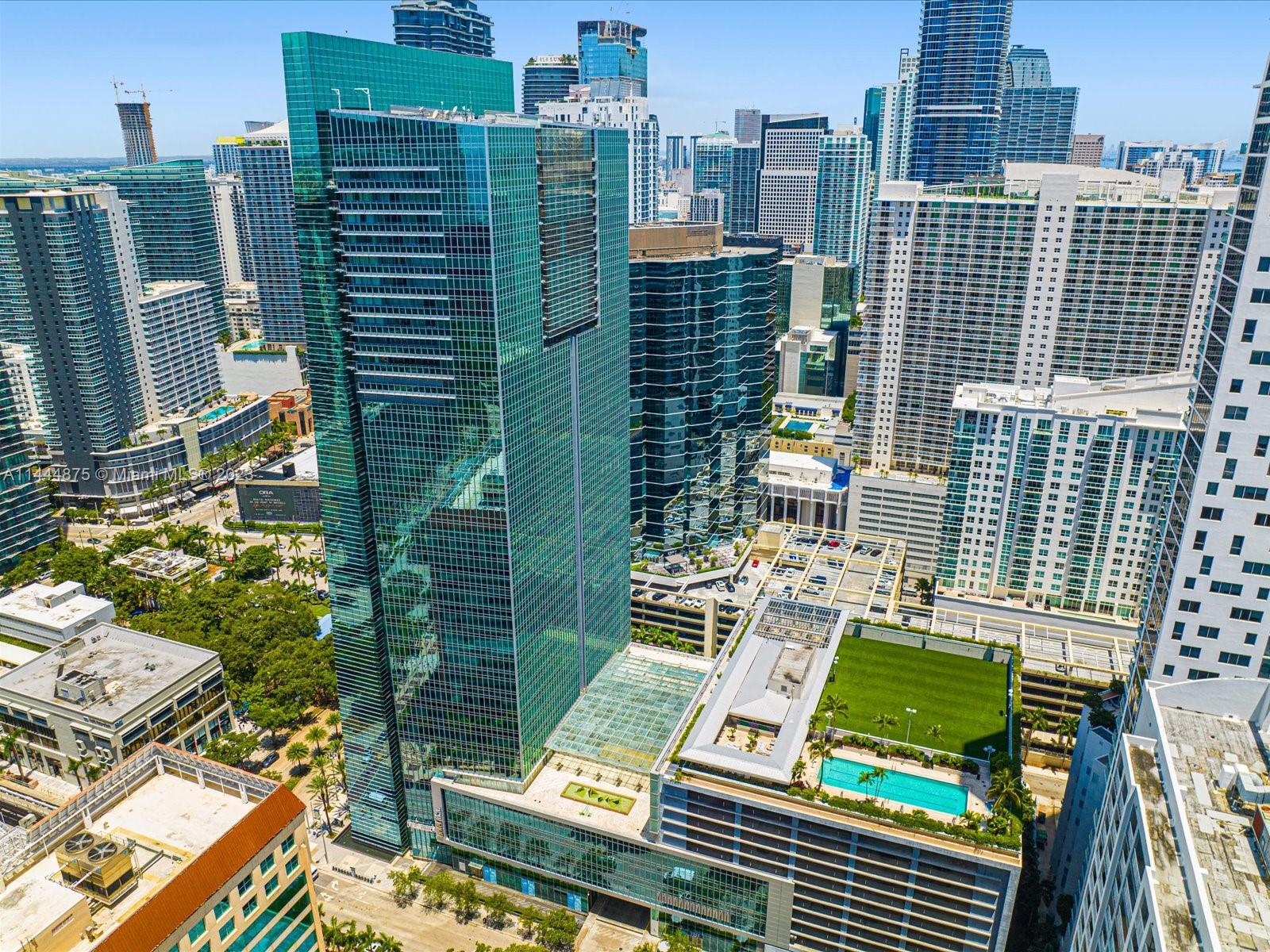 Rooftop pool & bar above parking garage