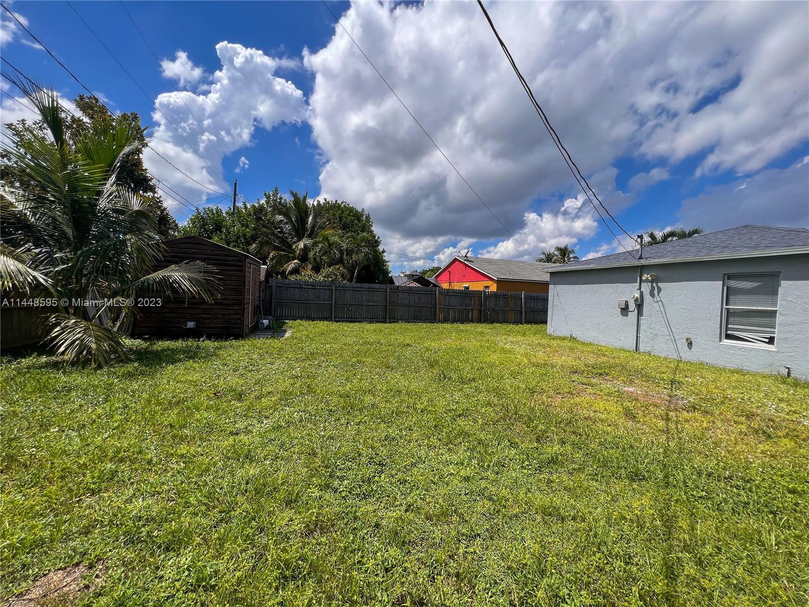 large fenced backyard