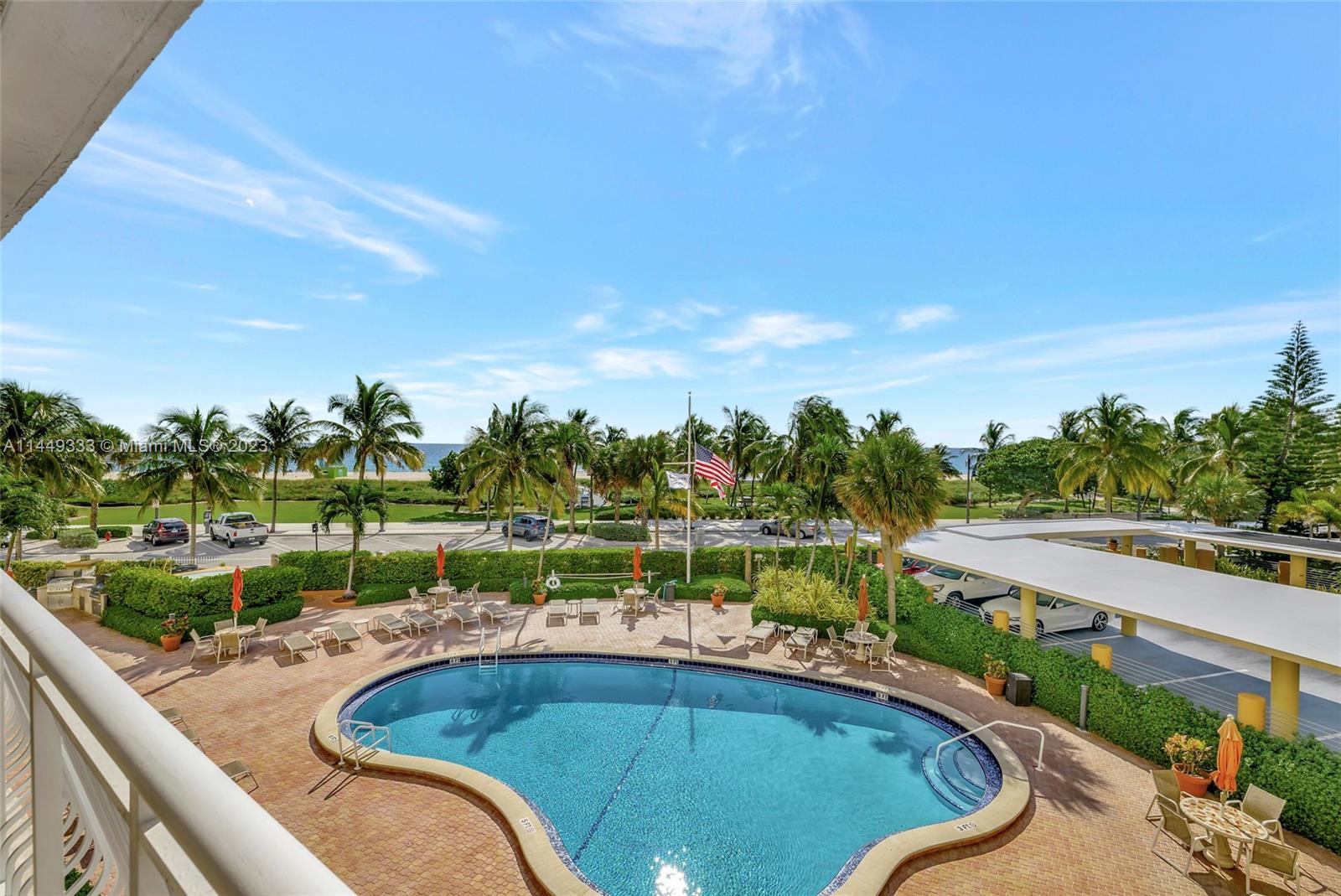 Pool and ocean view from the balcony