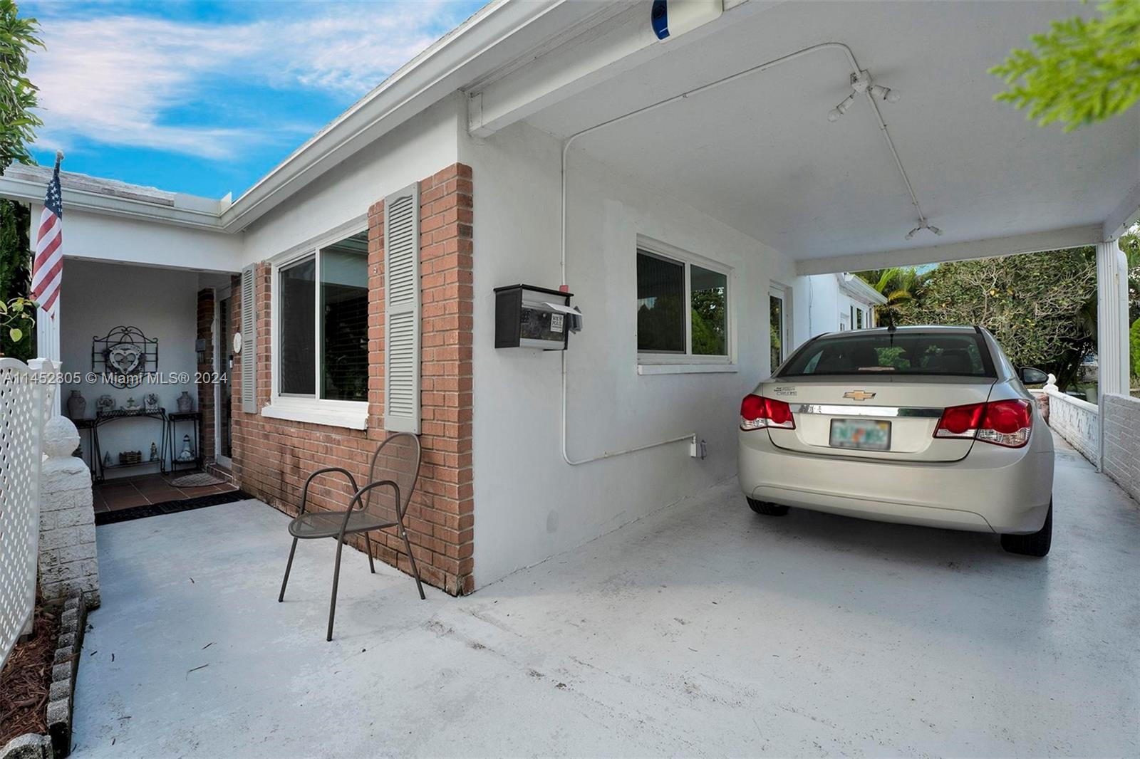 Long driveway to carport