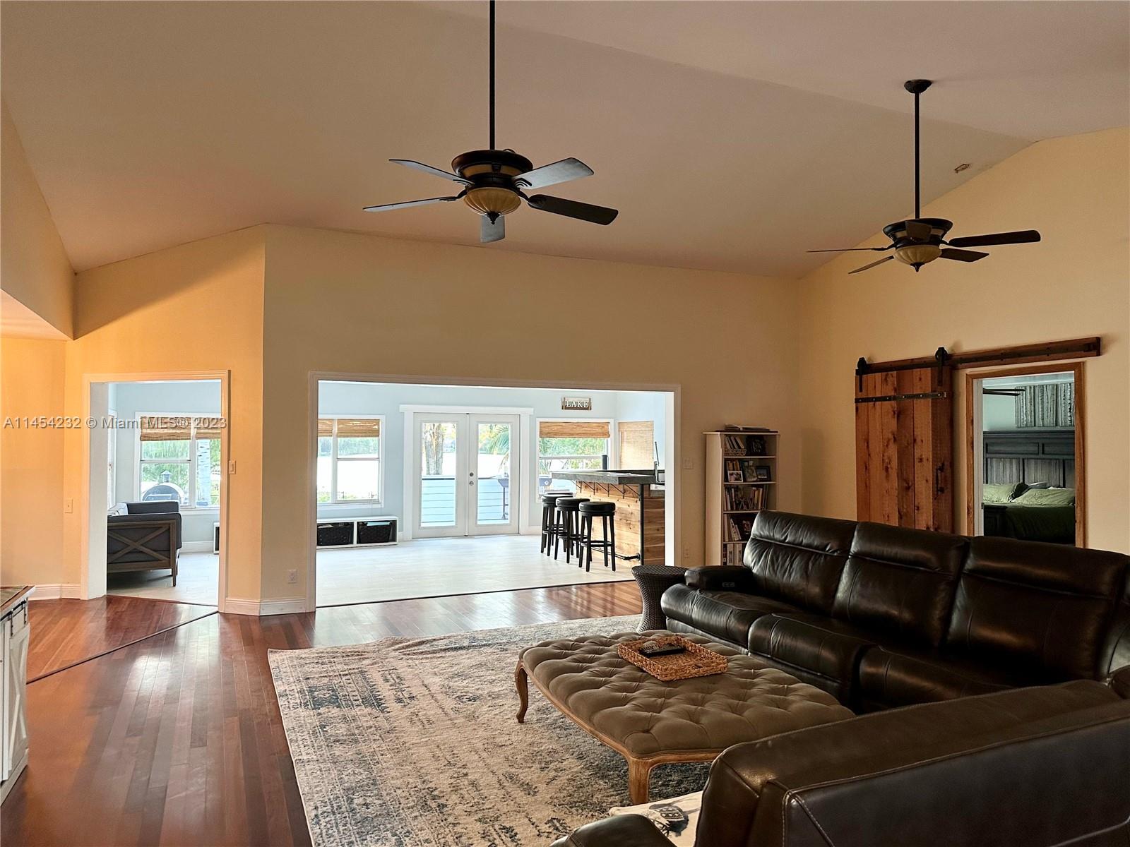 Living room with lake view