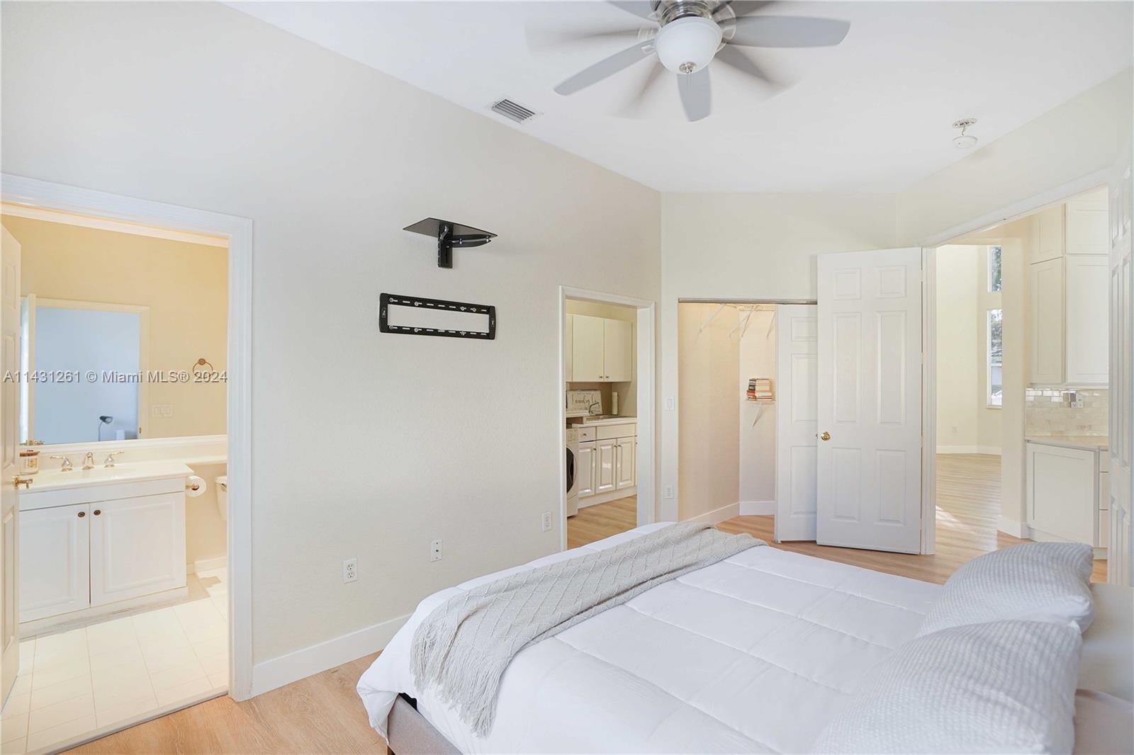 Downstairs bedroom with a full bathroom.