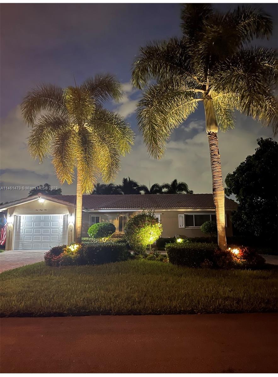 Beautiful night time lighting and landscaping