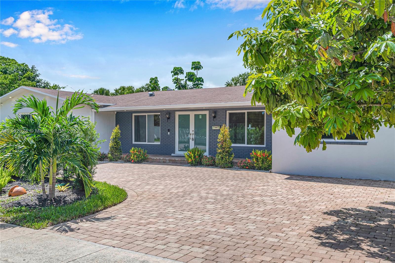 Front entrance with circular driveway.