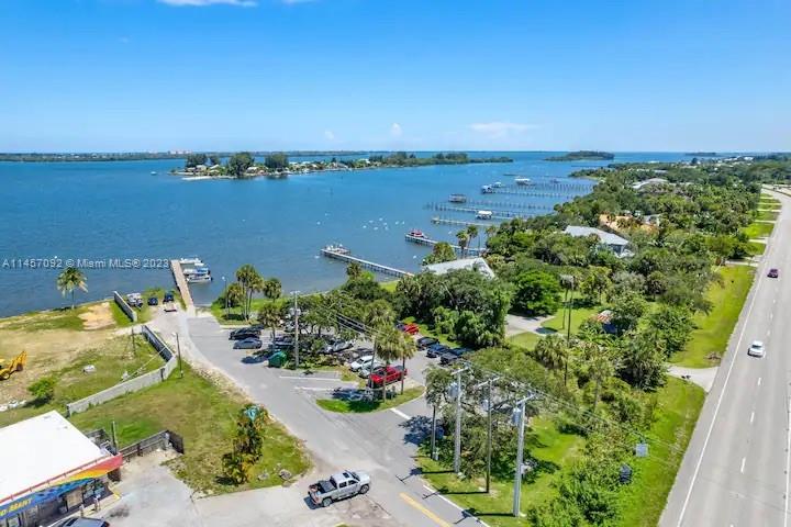 View of island in distance and parking lot