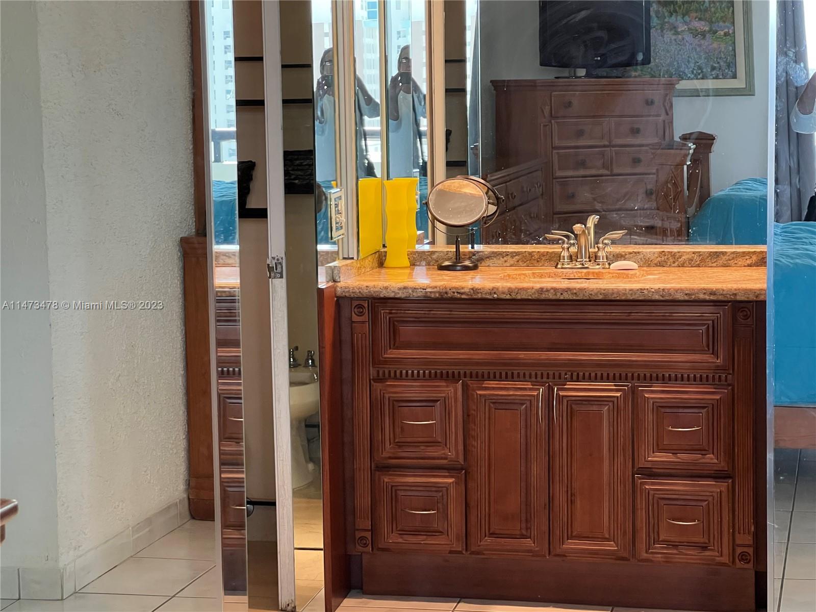Custom made wood vanity.