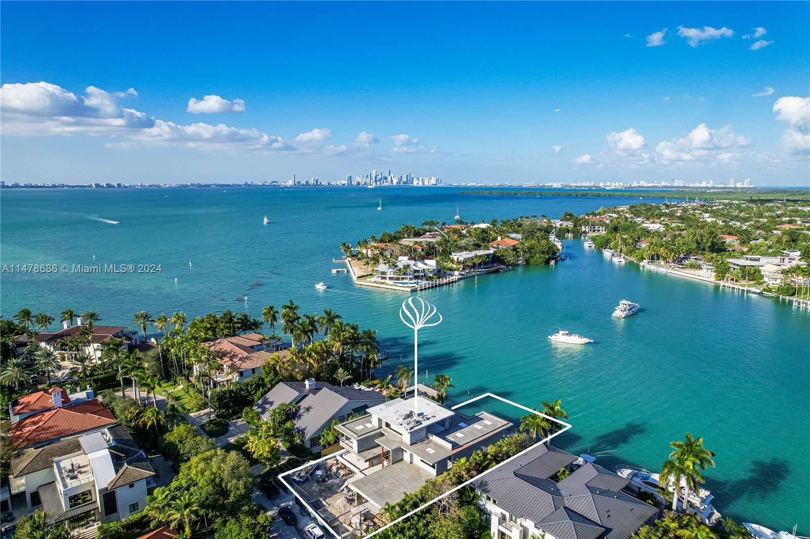 Experience unparalleled luxury in this brand-new waterfront residence on exclusive Mashta Island in Key Biscayne. With 100 feet of prime waterfront, this home offers direct ocean access. The design features ultra-luxurious finishes, including curtain glass fixed windows maximizing water views. Spanning 9,550 sq ft, with 7 bedrooms, 9 full bathrooms, and 2 half bathrooms. The rooftop area and observation deck offer 360° views, including the Miami skyline and sunset. A residential-class elevator services all floors. The wide covered terrace by the pool features an alfresco kitchen, ideal for all-day enjoyment. Other features include covered parking for 3 cars. This home is a waterfront masterpiece. Under Construction set to be finished September 2024.