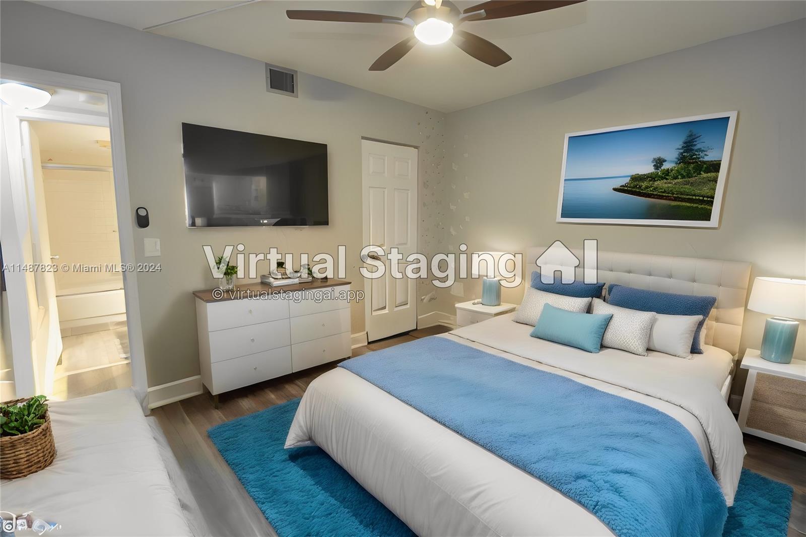 Virtually staged 2nd bedroom