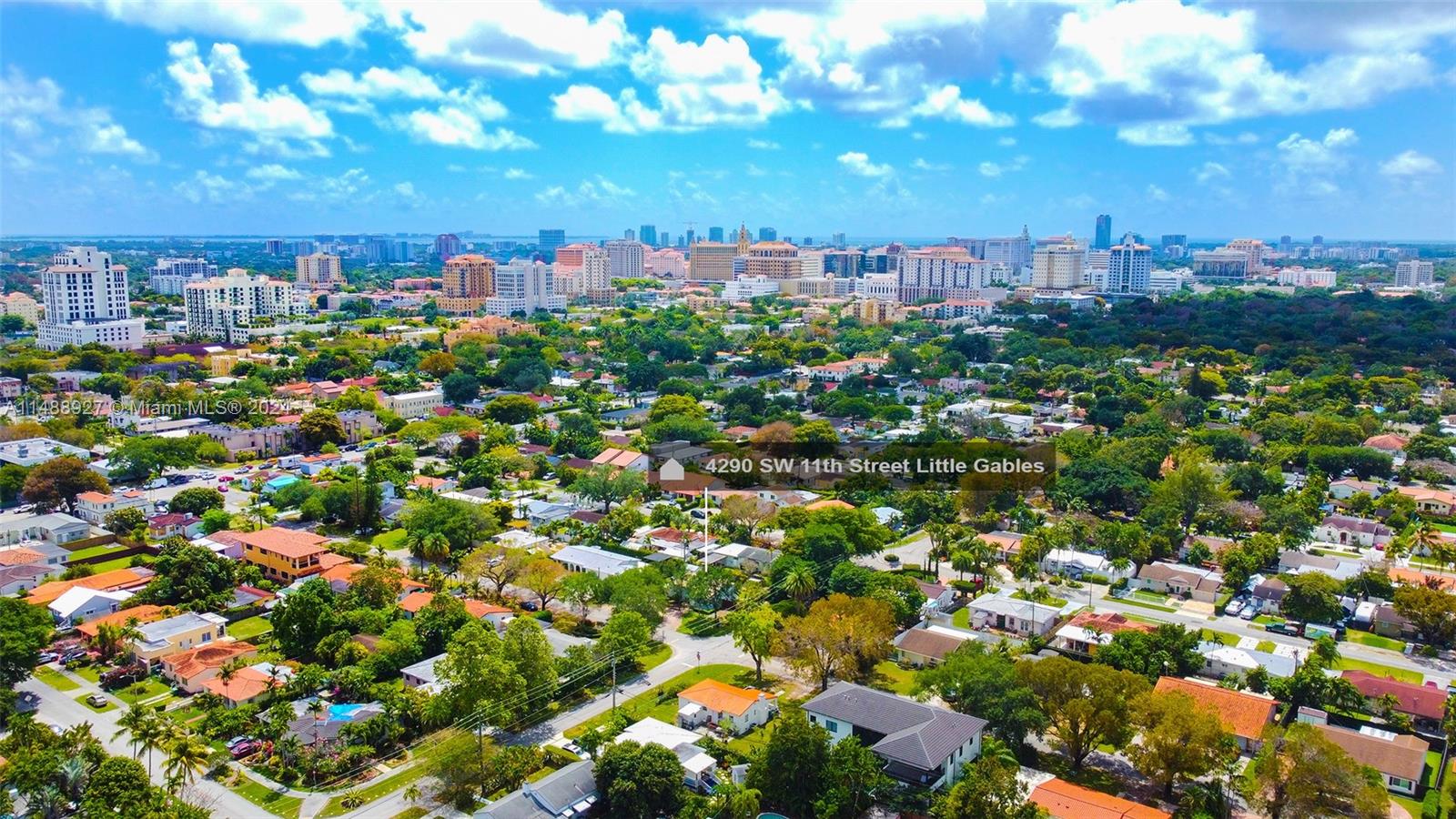 Backdrop views of Downtown Coral Gables, Brickell and Downtown Miami