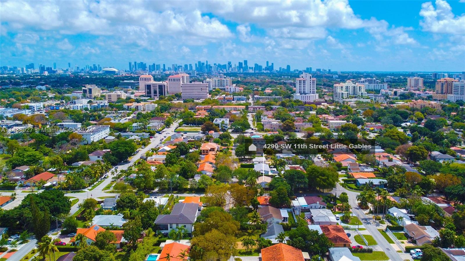 Backdrop view of Coral Gables and Downtown Miami/Brickell area