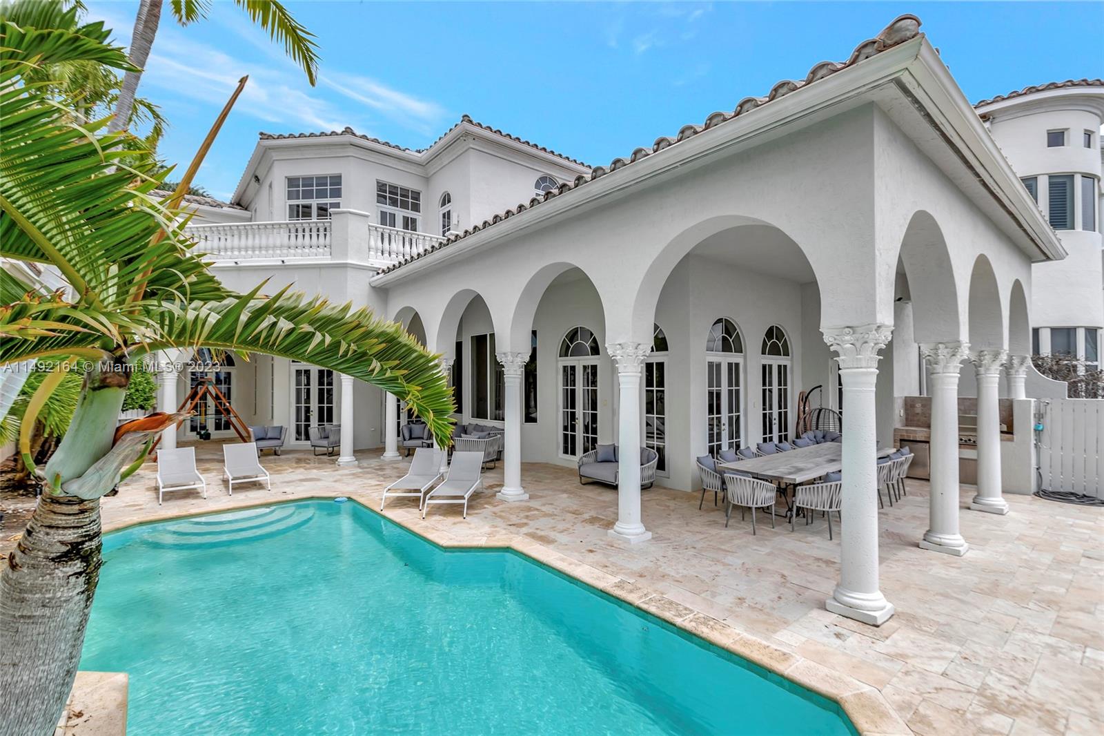 Your home away from home awaits on this ultra-exclusive private island! This stunning waterfront gem boasts 4 bedrooms plus a maid's room, 7 bathrooms, a large chef's kitchen, an elevator, bar, summer's kitchen, and a foyer entrance. You can enjoy your days poolside overlooking the Intracoastal and gorgeous Sunny Isles skyline. Unwind within the safety and security of one of the top gated communities in South Florida. With proximity to top dining, shopping, resorts, beaches, and luxury, you are within minutes of all that South Florida has to offer.