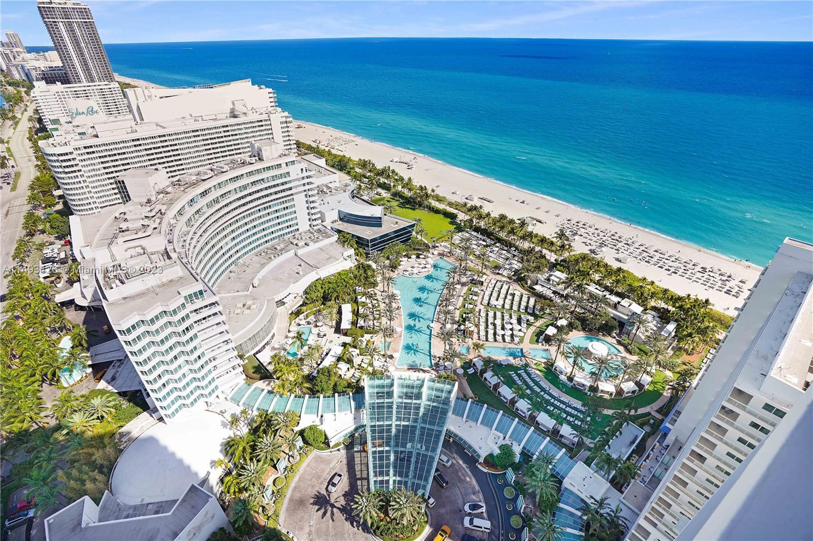 This oceanfront two suite condo at the famous Fontainebleau is stunning! Located in the Trésor residential tower, this newly renovated 2-bedroom condo is comprised of a 1 bedroom suite + Junior Suite and 2.5 bathrooms. You enter through a private foyer to both suites allowing you to use it as one condo or as two separate suites. This sought-after condo offers 2 private balconies with majestic ocean and North Beach views, an open living room with sleeper sofa, full kitchen, master bedroom with king bed and walk-in closet, as well as a washer and dryer. The famed Fontainebleau Resort is located on 22 oceanfront acres including 4 signature restaurants, 4 casual dining spots and LIV night club, just to name a few. Enjoy a luxurious M. Beach lifestyle at your new Fontainebleau Tresor condo!