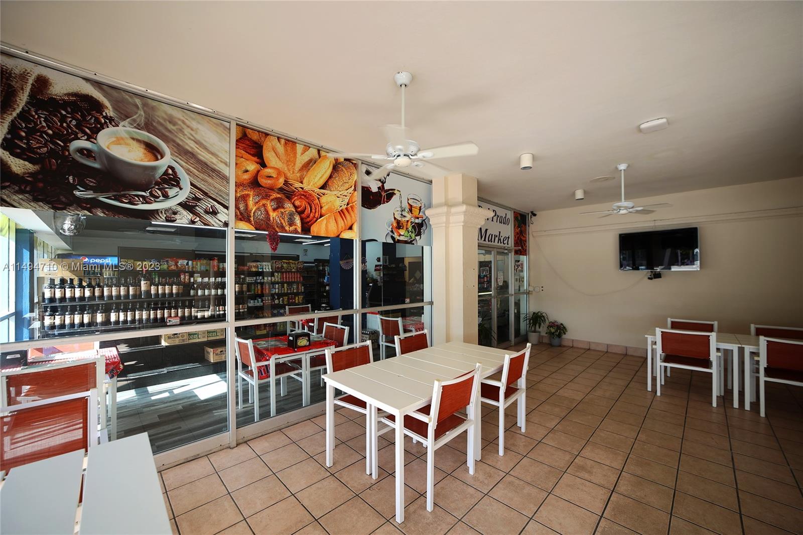 Outdoor cafe on pool level