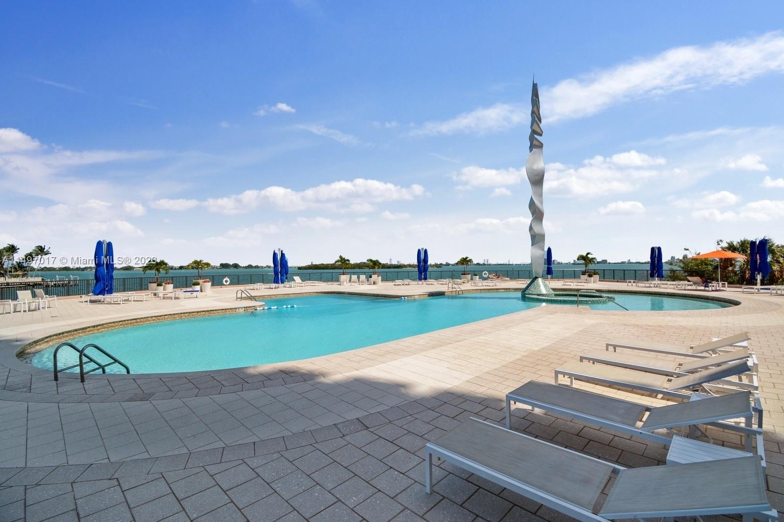 Bay front pool deck.