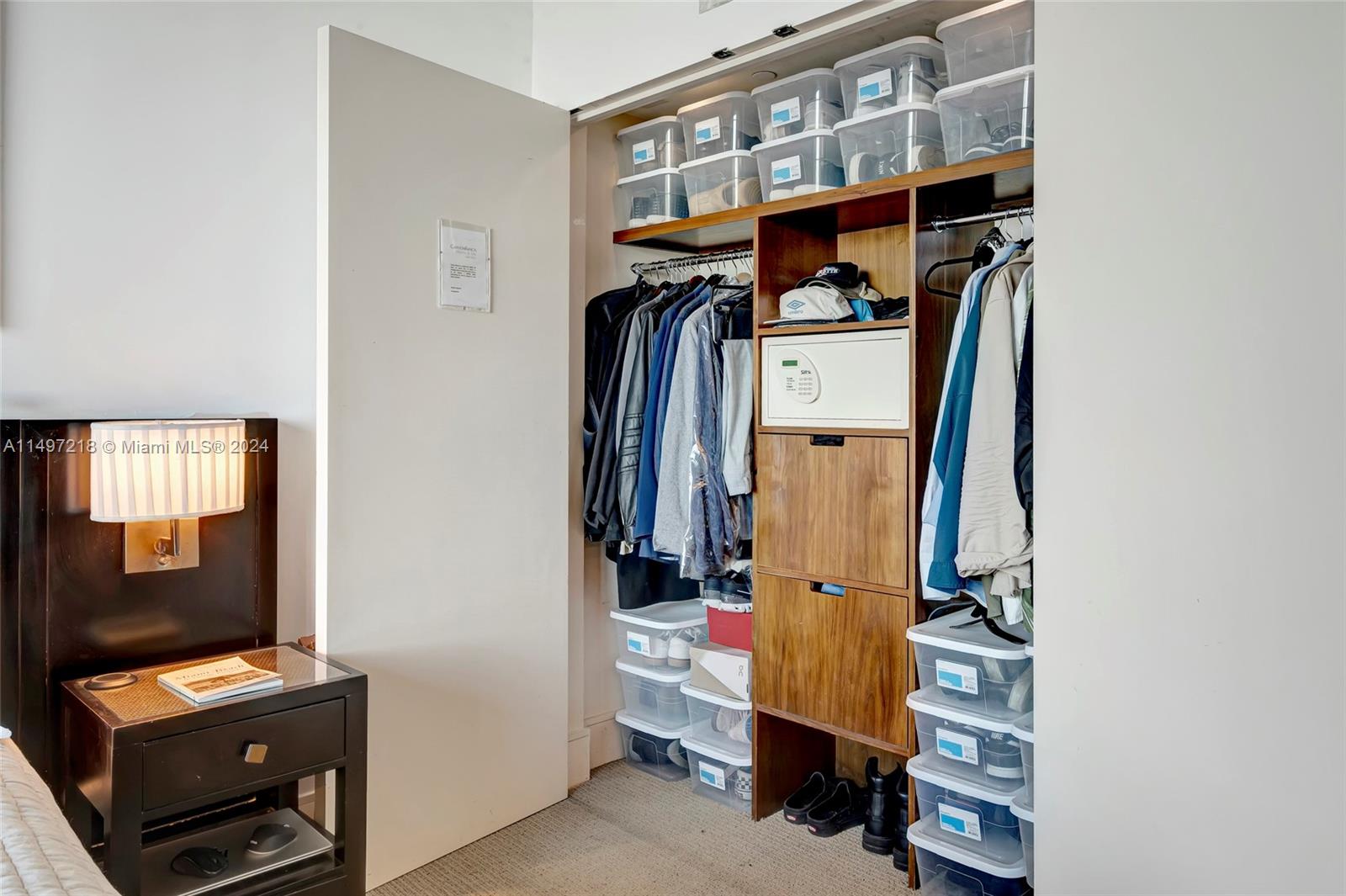 Spacious closet in bedroom with safe. This is in addtion to owners closet which may be locked.