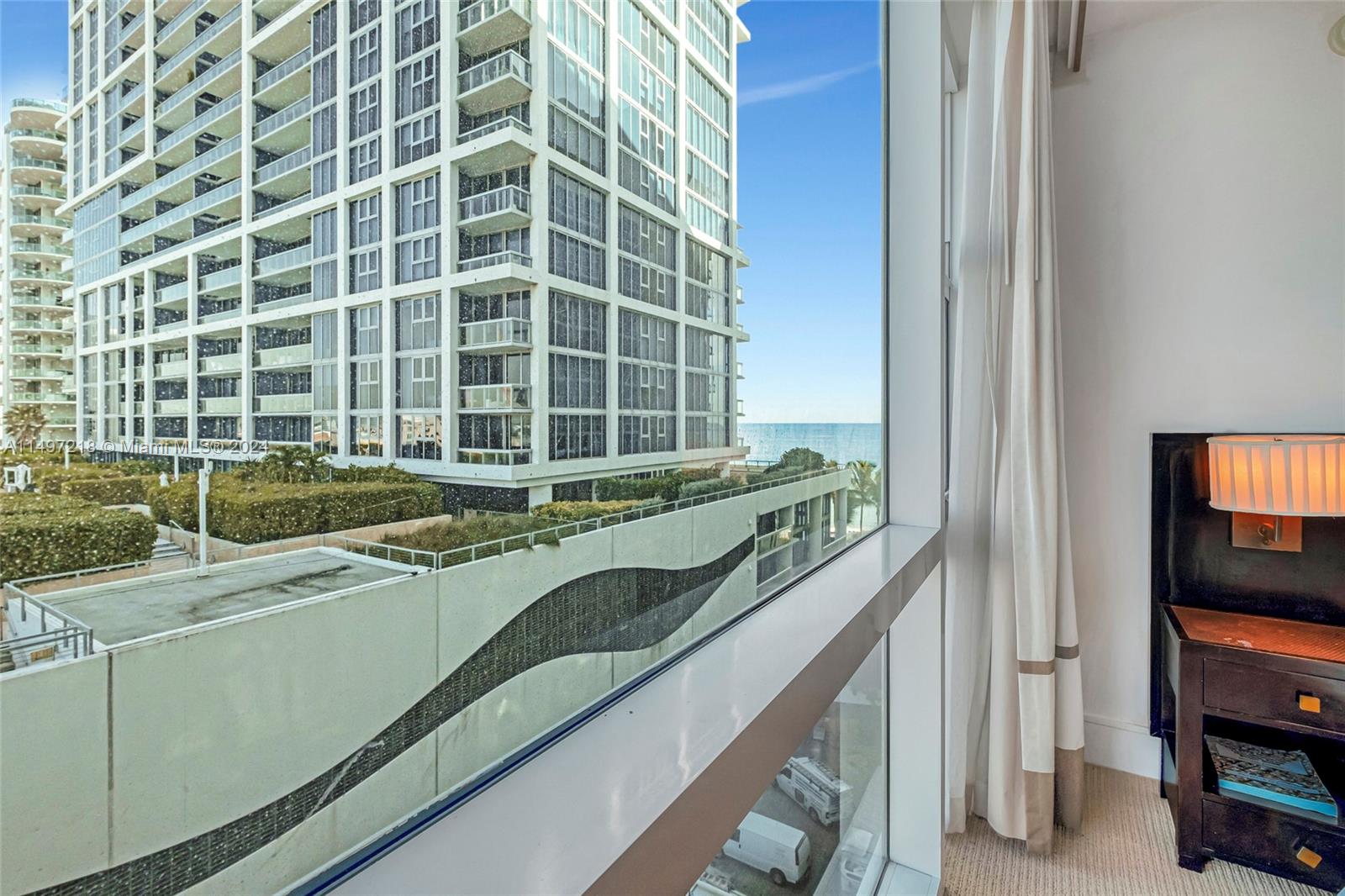 View from unit of the sea, the warm Atlantic Ocean on Miami Beach.
