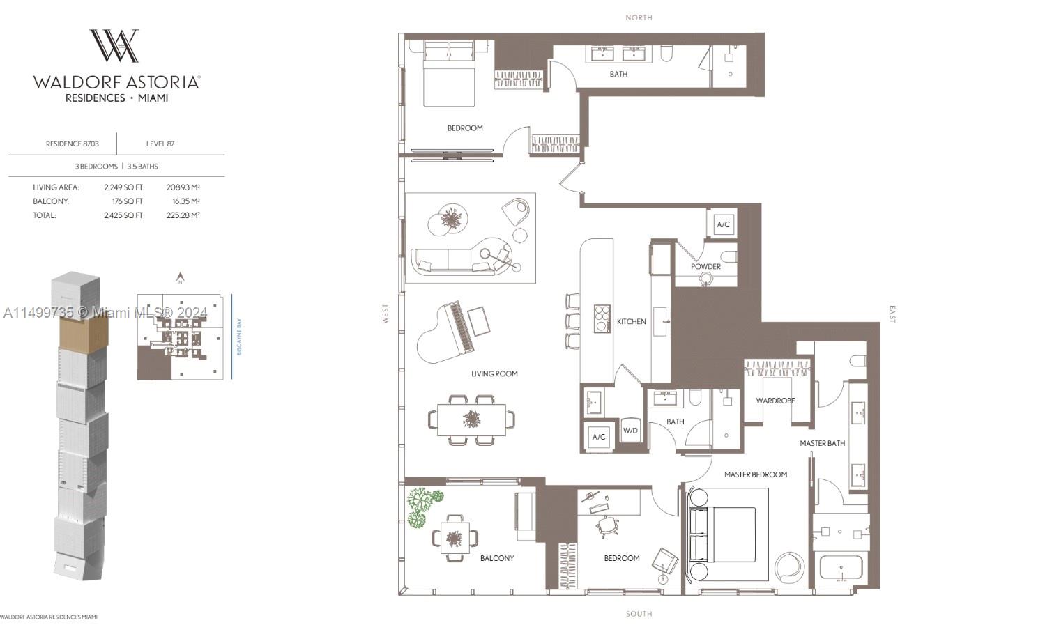 300 N Biscayne Blvd 8703, Miami, Florida 33132, 3 Bedrooms Bedrooms, ,3 BathroomsBathrooms,Residential,For Sale,300 N Biscayne Blvd 8703,A11499735